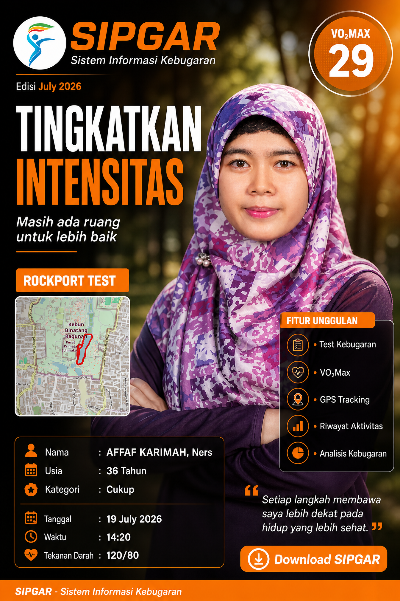 Cover hasil tes kebugaran AFFAF KARIMAH, Ners