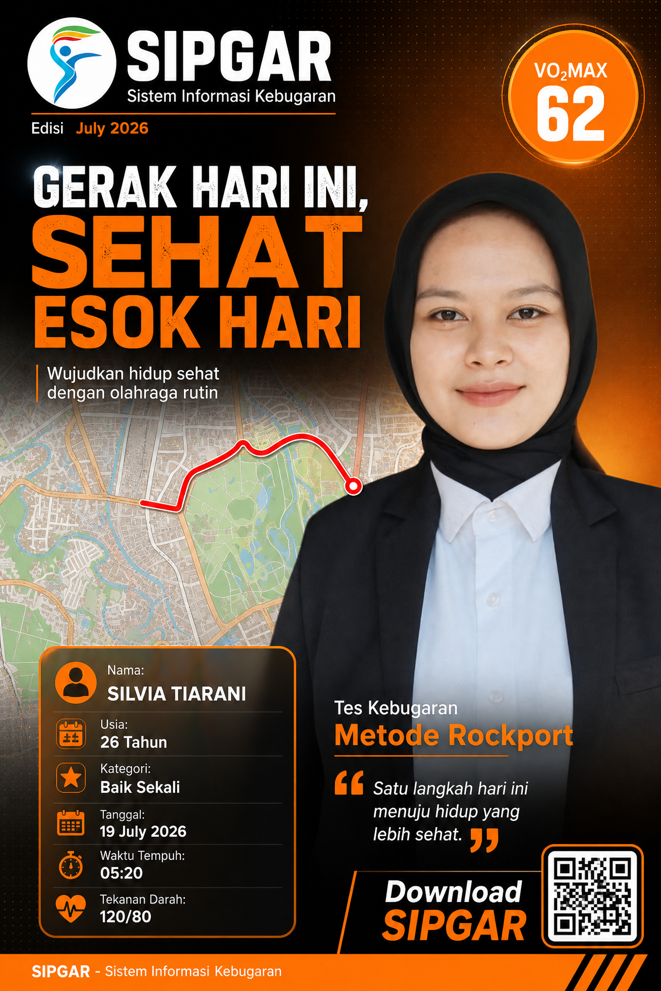 Cover hasil tes kebugaran SILVIA TIARANI