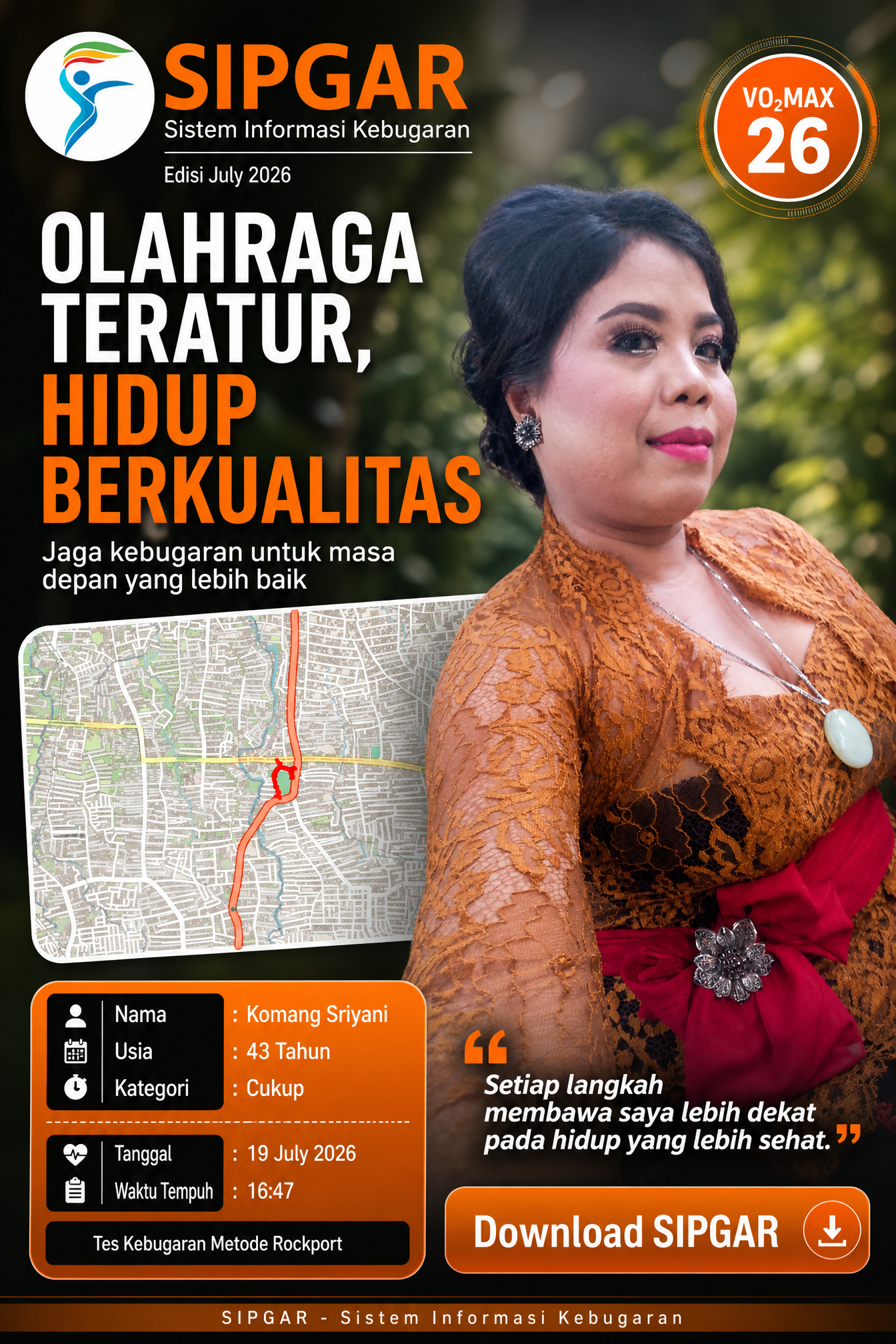 Cover hasil tes kebugaran Komang Sriyani