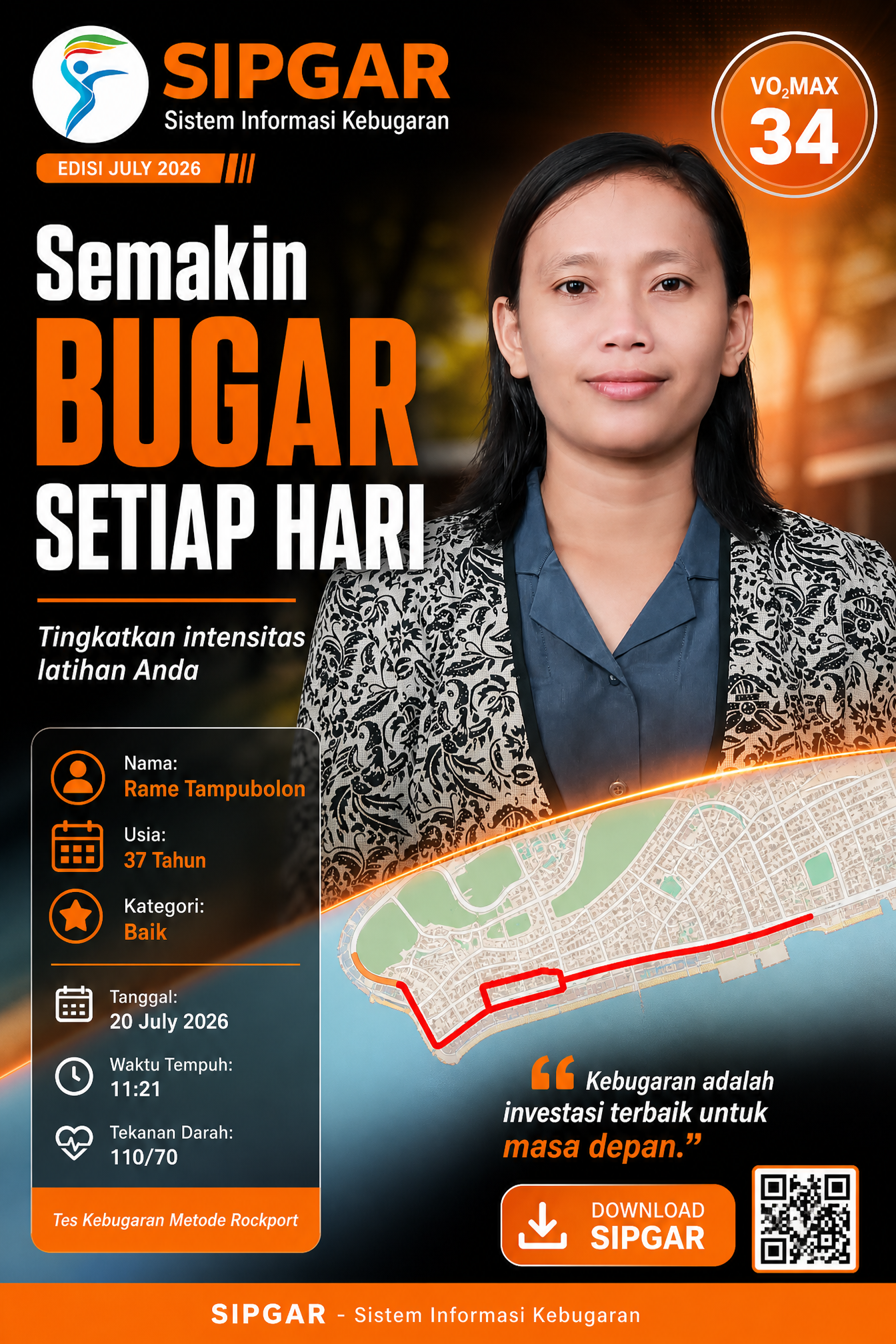 Cover hasil tes kebugaran Rame Tampubolon