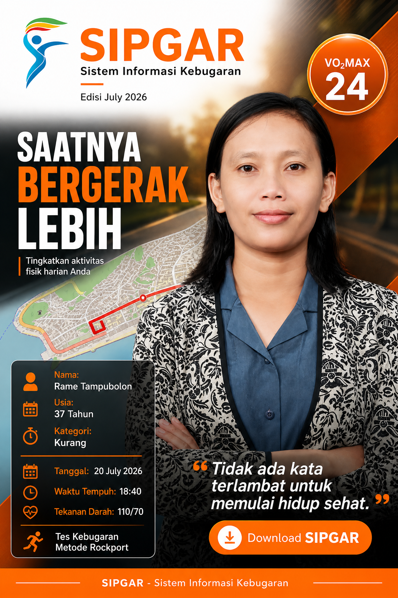 Cover hasil tes kebugaran Rame Tampubolon