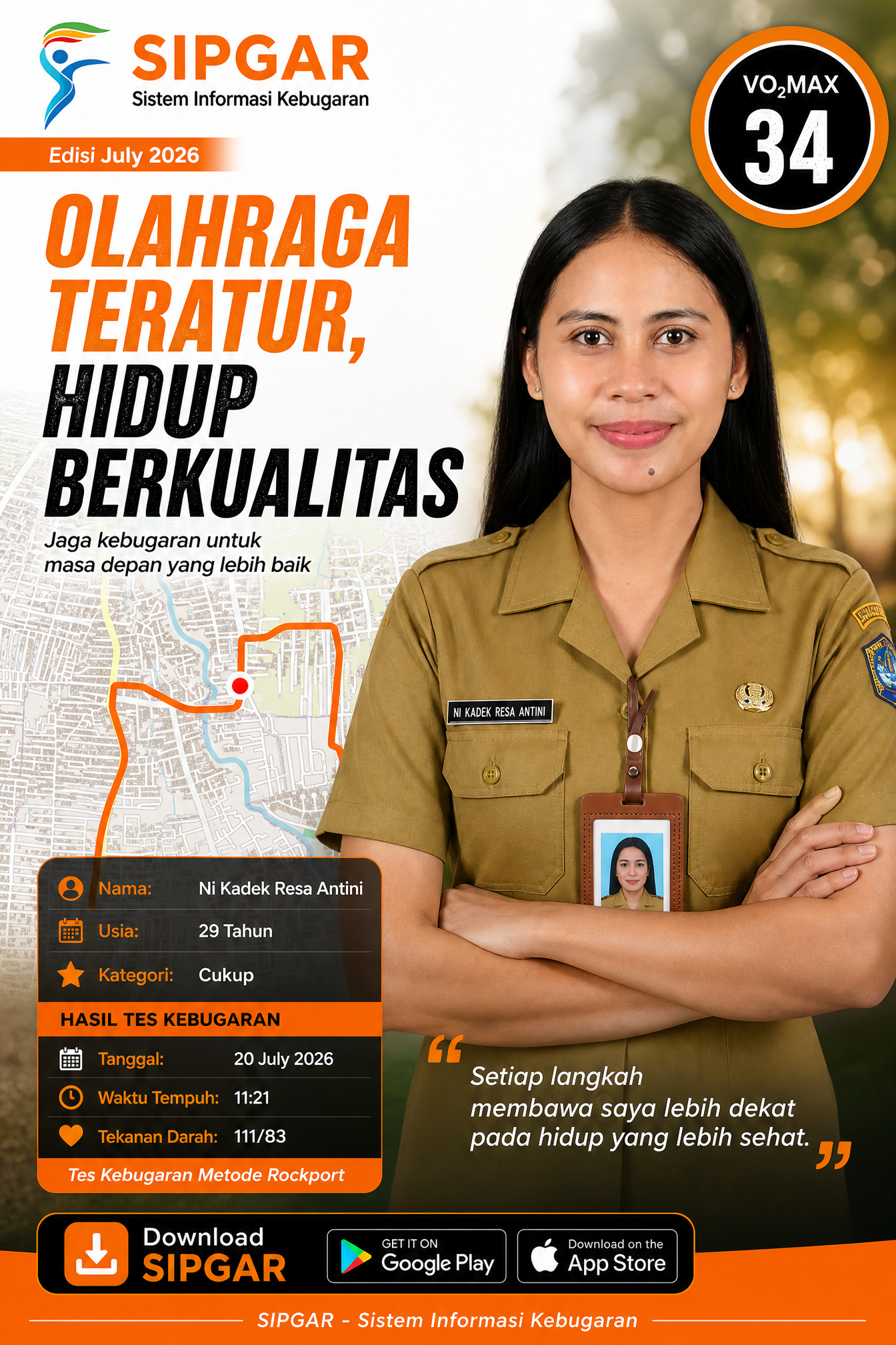 Cover hasil tes kebugaran Ni Kadek Resa Antini