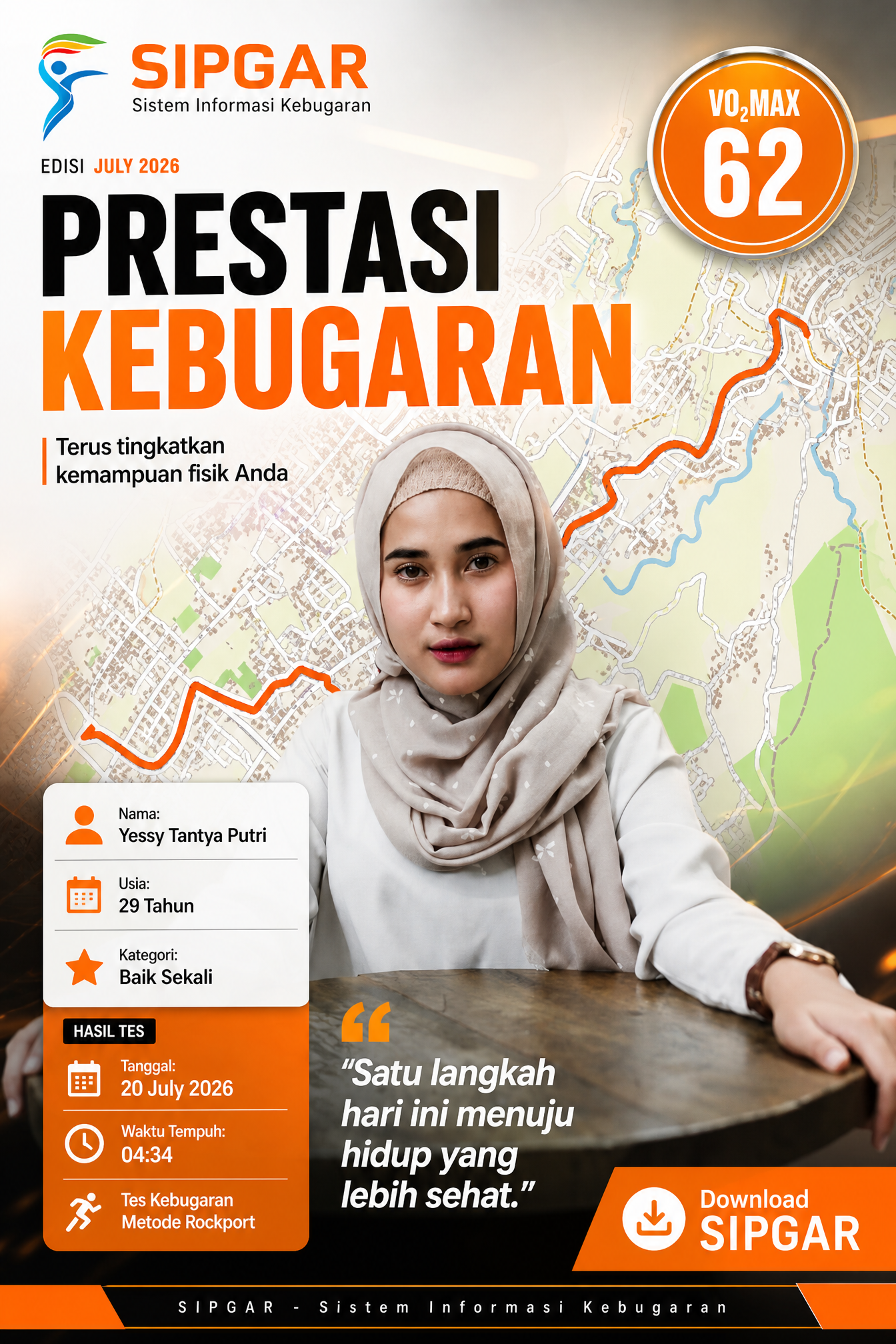 Cover hasil tes kebugaran Yessy Tantya Putri
