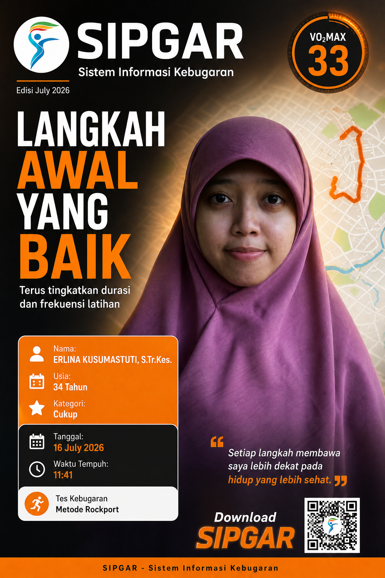 Cover hasil tes kebugaran ERLINA KUSUMASTUTI, S.Tr.Kes.