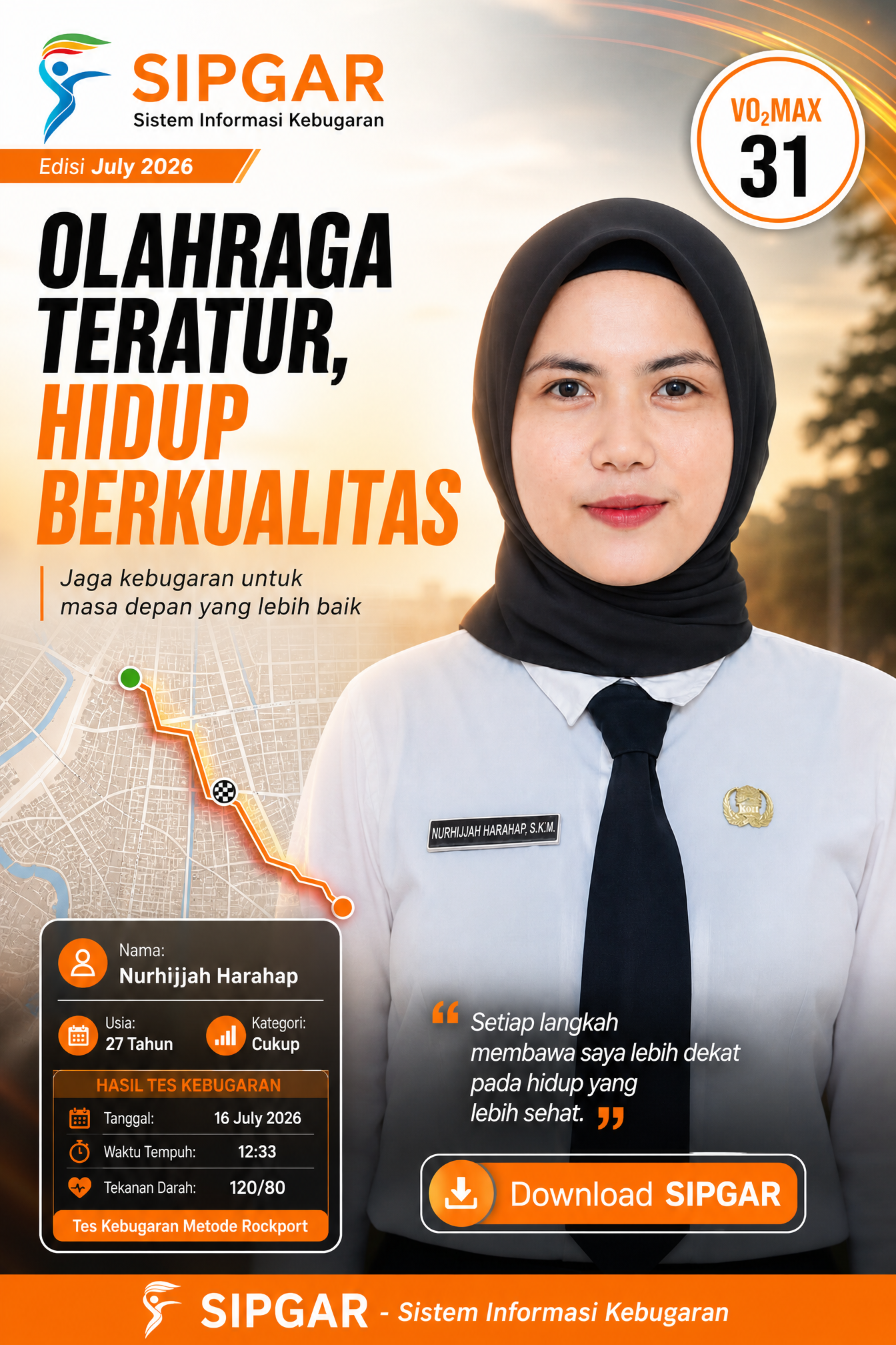 Cover hasil tes kebugaran Nurhijjah Harahap