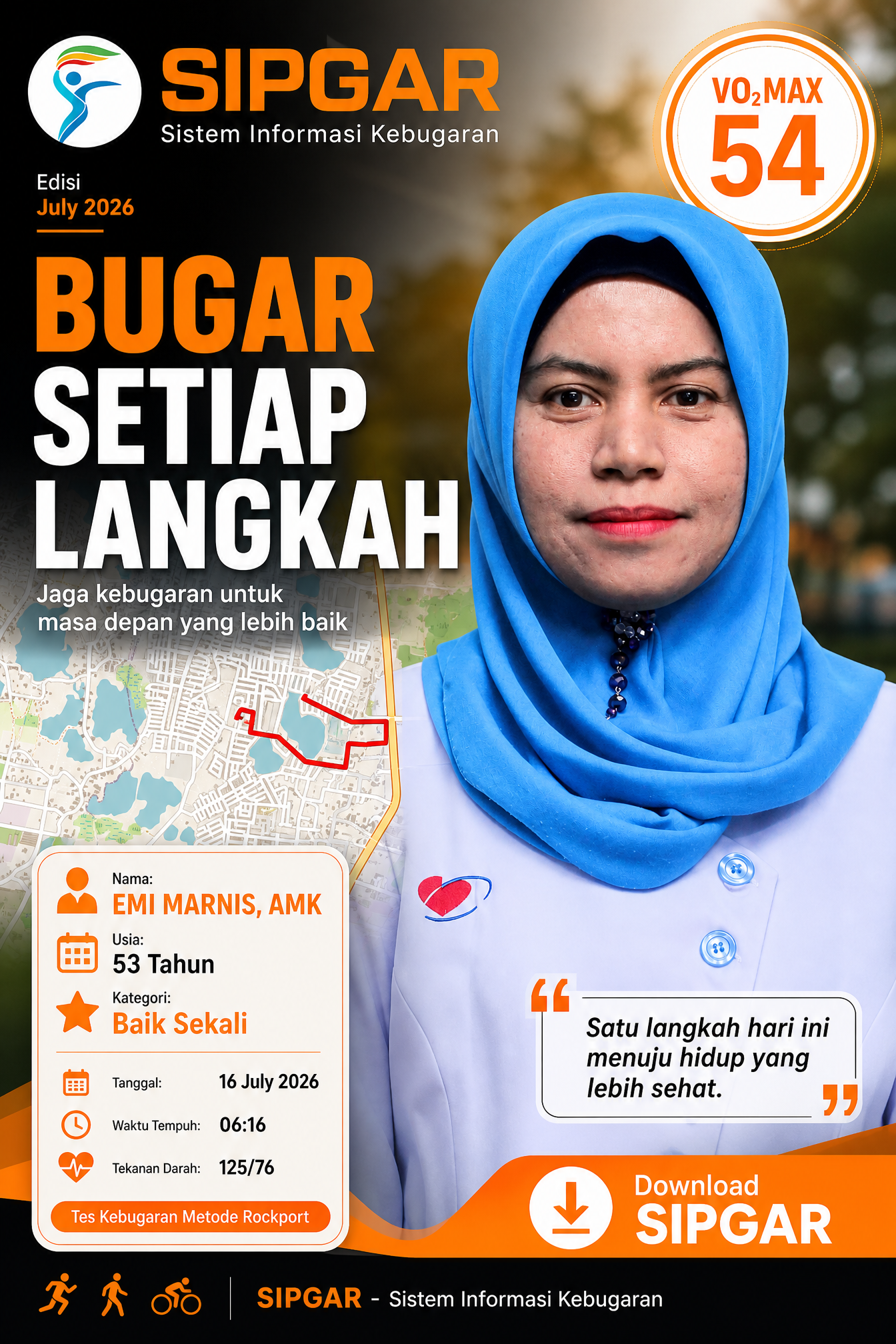 Cover hasil tes kebugaran EMI MARNIS, AMK