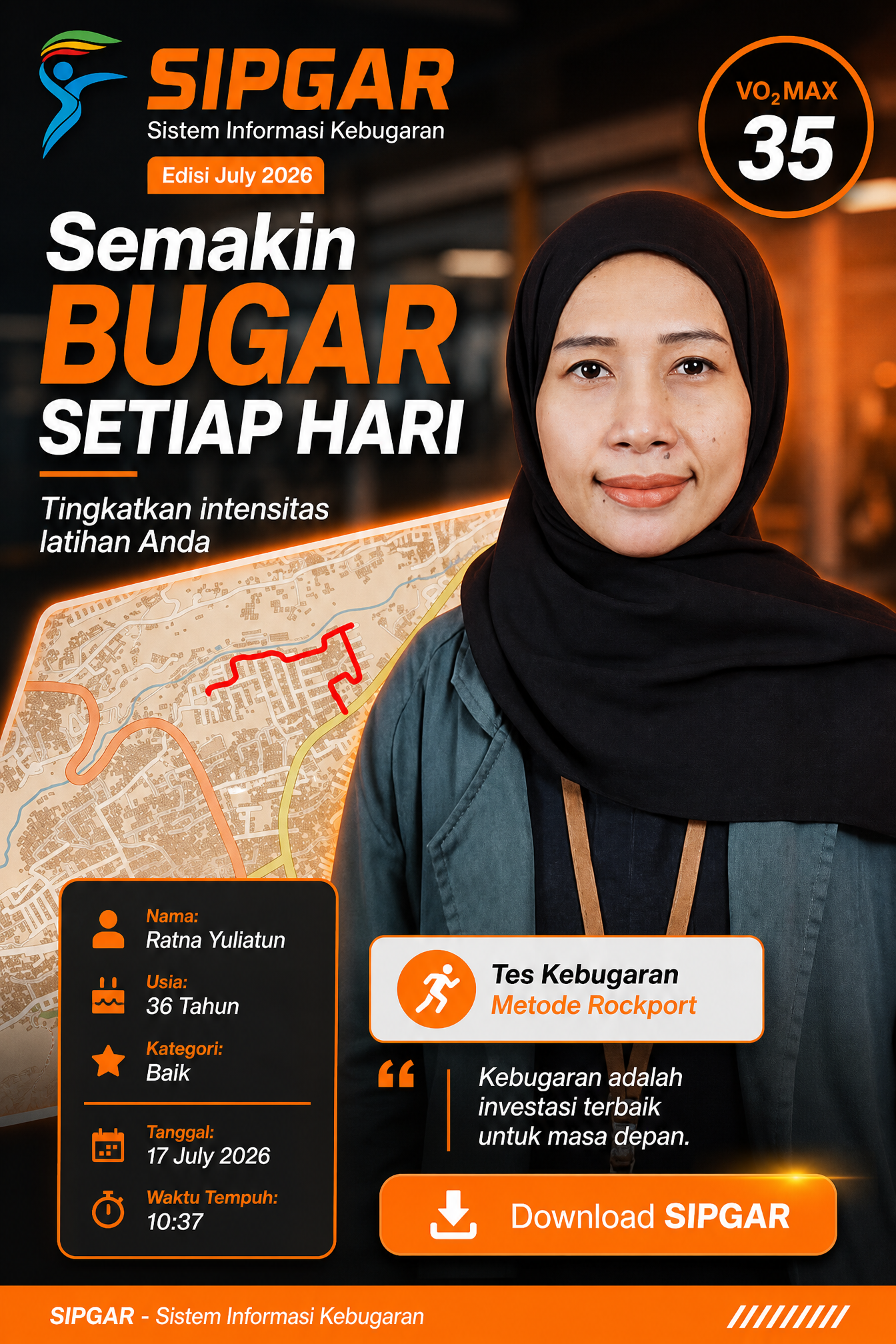 Cover hasil tes kebugaran Ratna Yuliatun