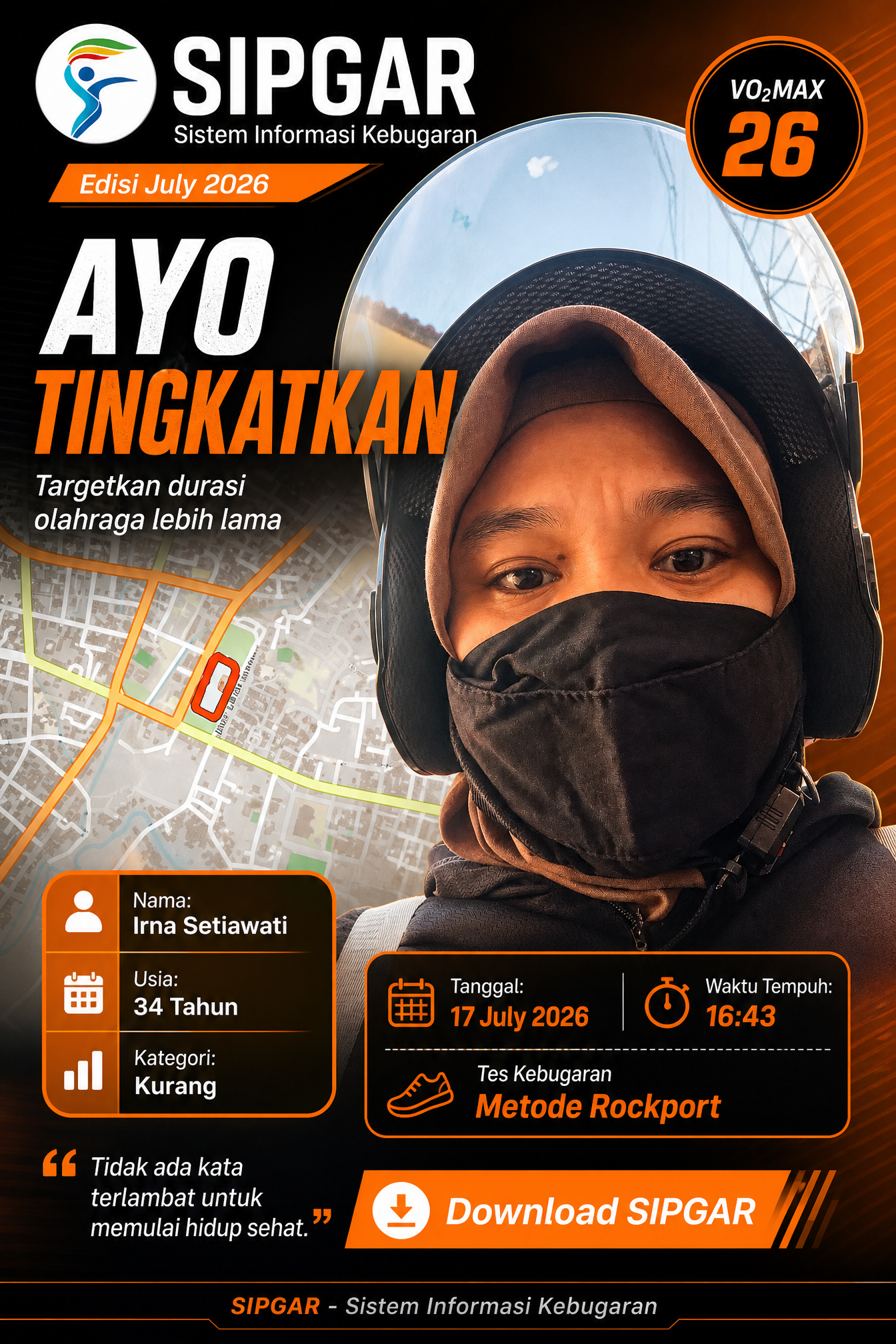Cover hasil tes kebugaran Irna Setiawati
