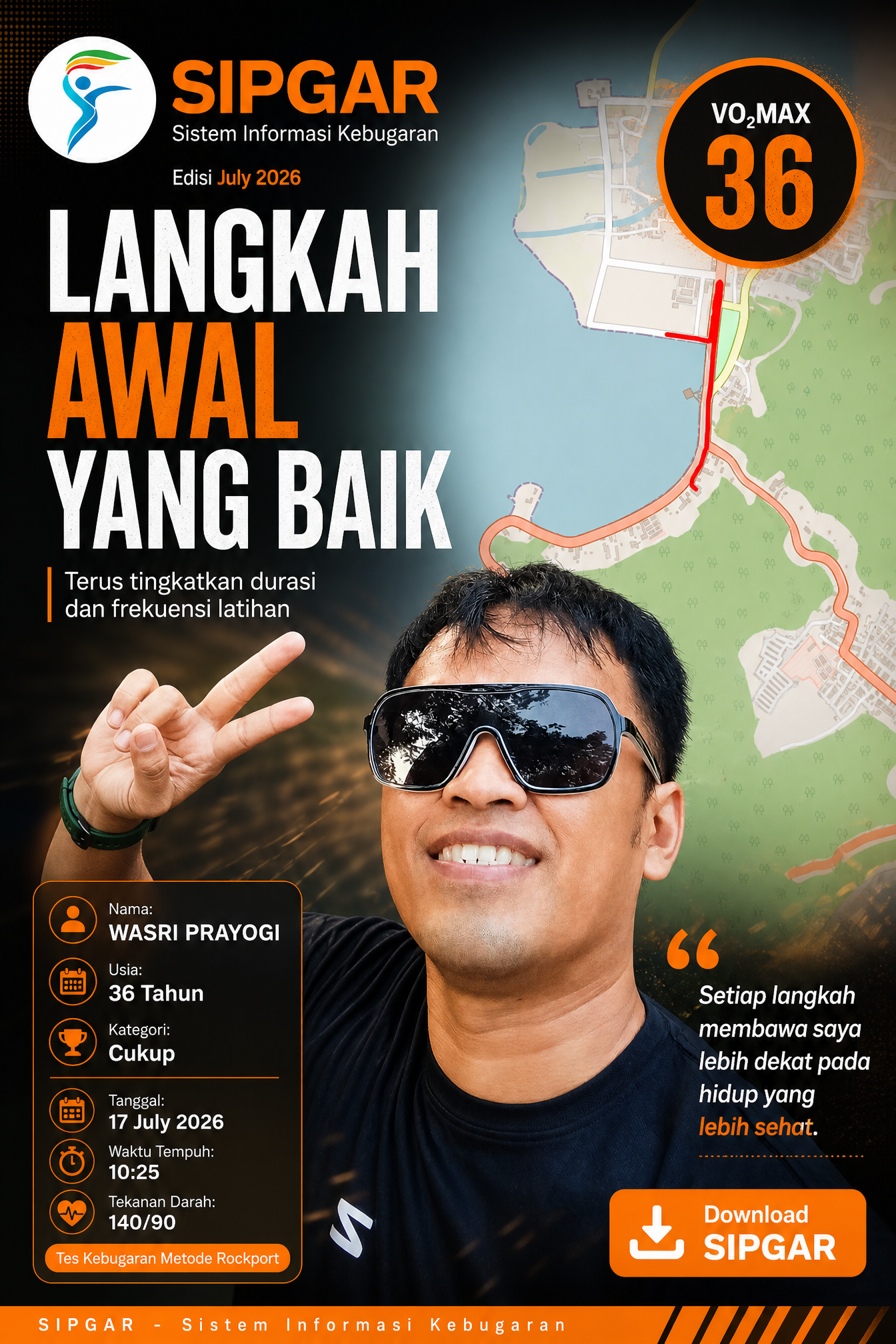 Cover hasil tes kebugaran WASRI PRAYOGI