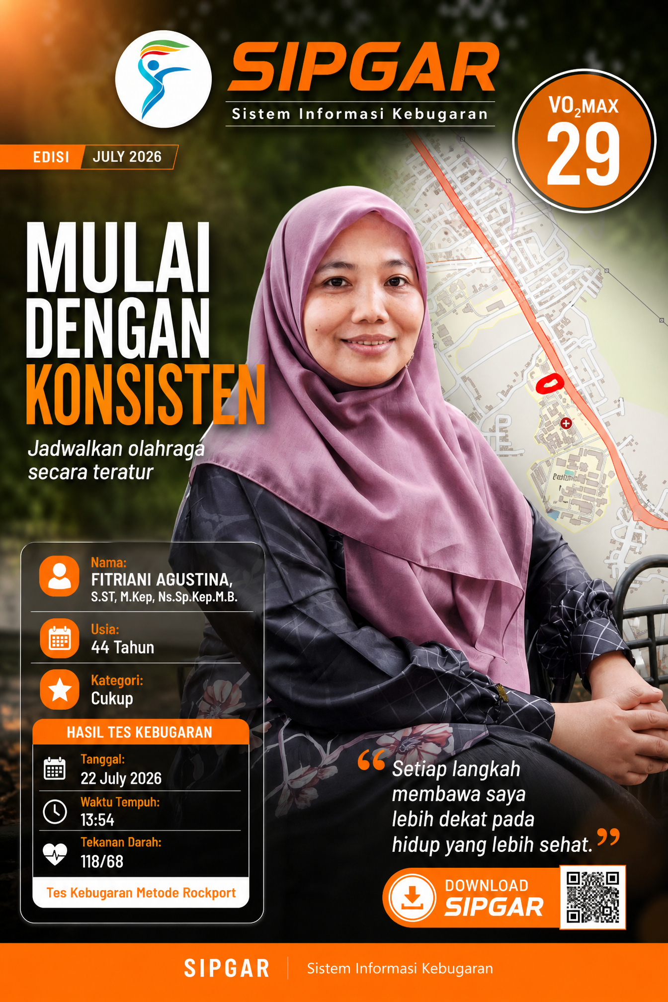 Cover hasil tes kebugaran FITRIANI AGUSTINA, S.ST, M.Kep, Ns.Sp.Kep.M.B.