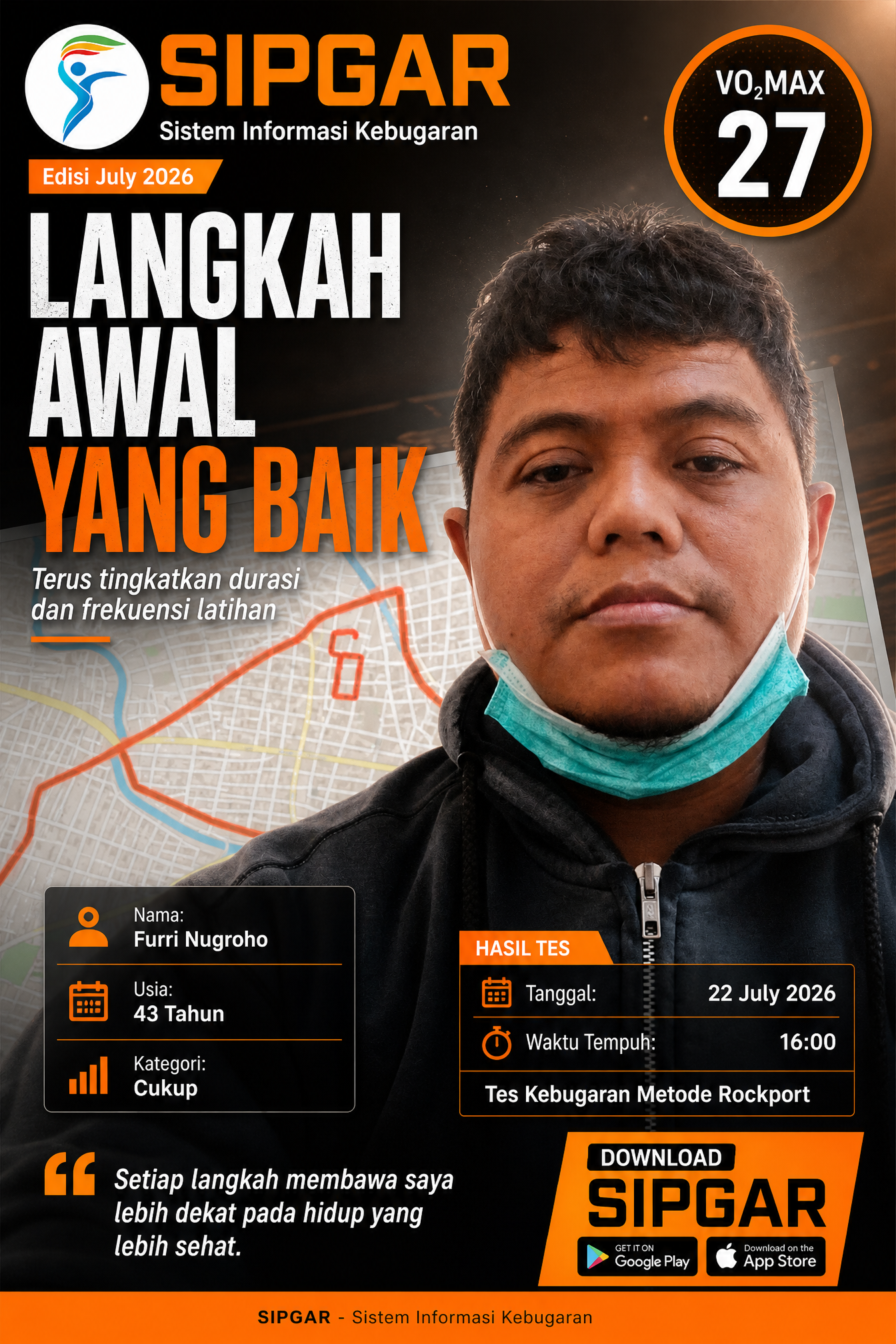 Cover hasil tes kebugaran Furri Nugroho