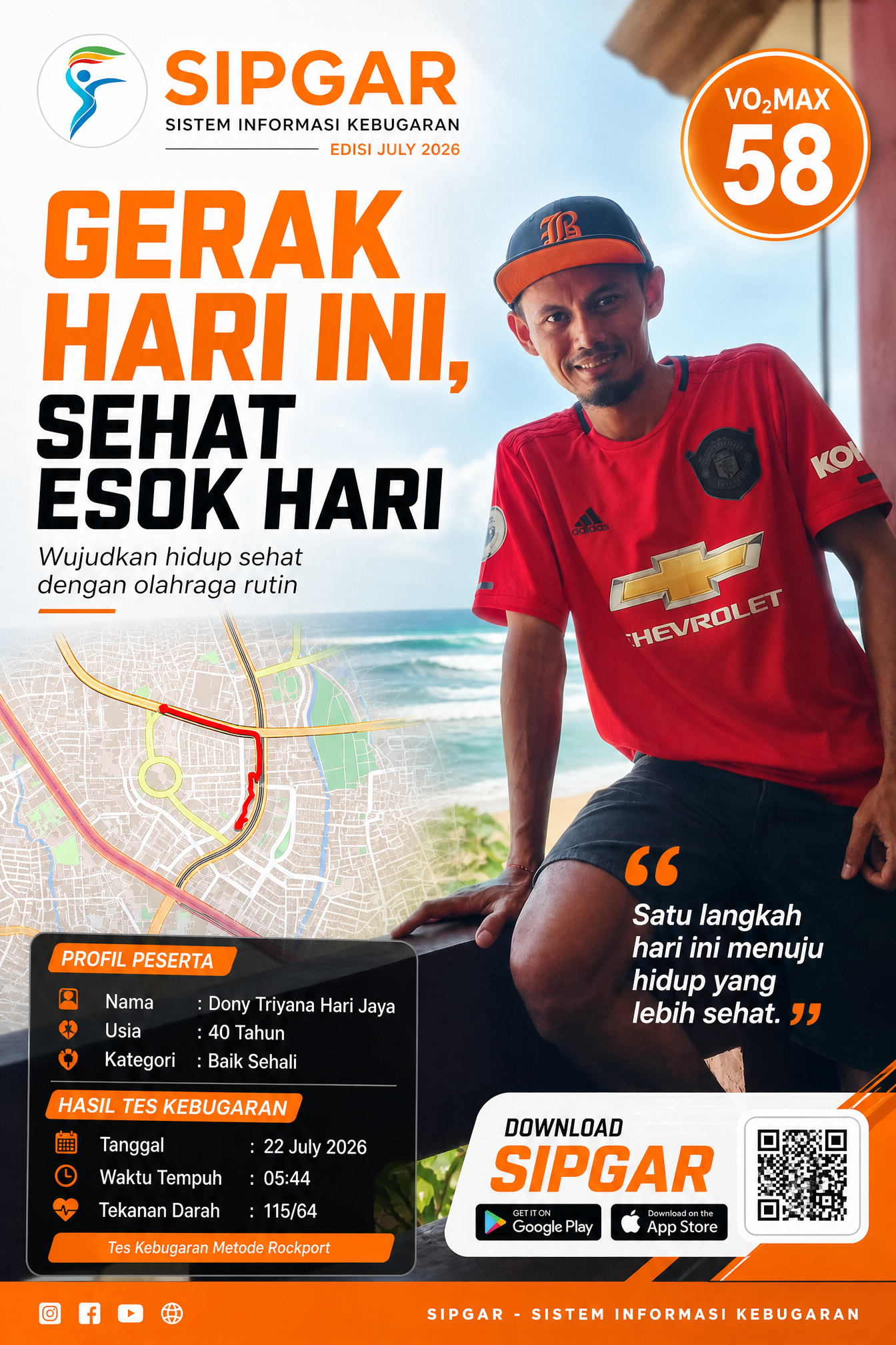 Cover hasil tes kebugaran Dony Triyana Hari Jaya