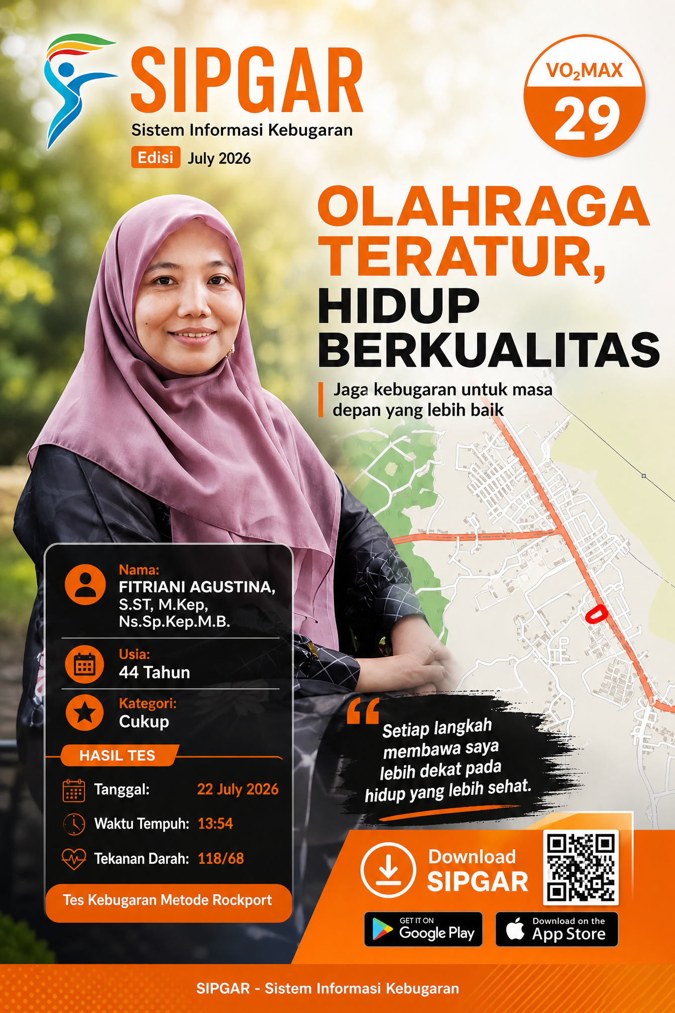 Cover hasil tes kebugaran FITRIANI AGUSTINA, S.ST, M.Kep, Ns.Sp.Kep.M.B.