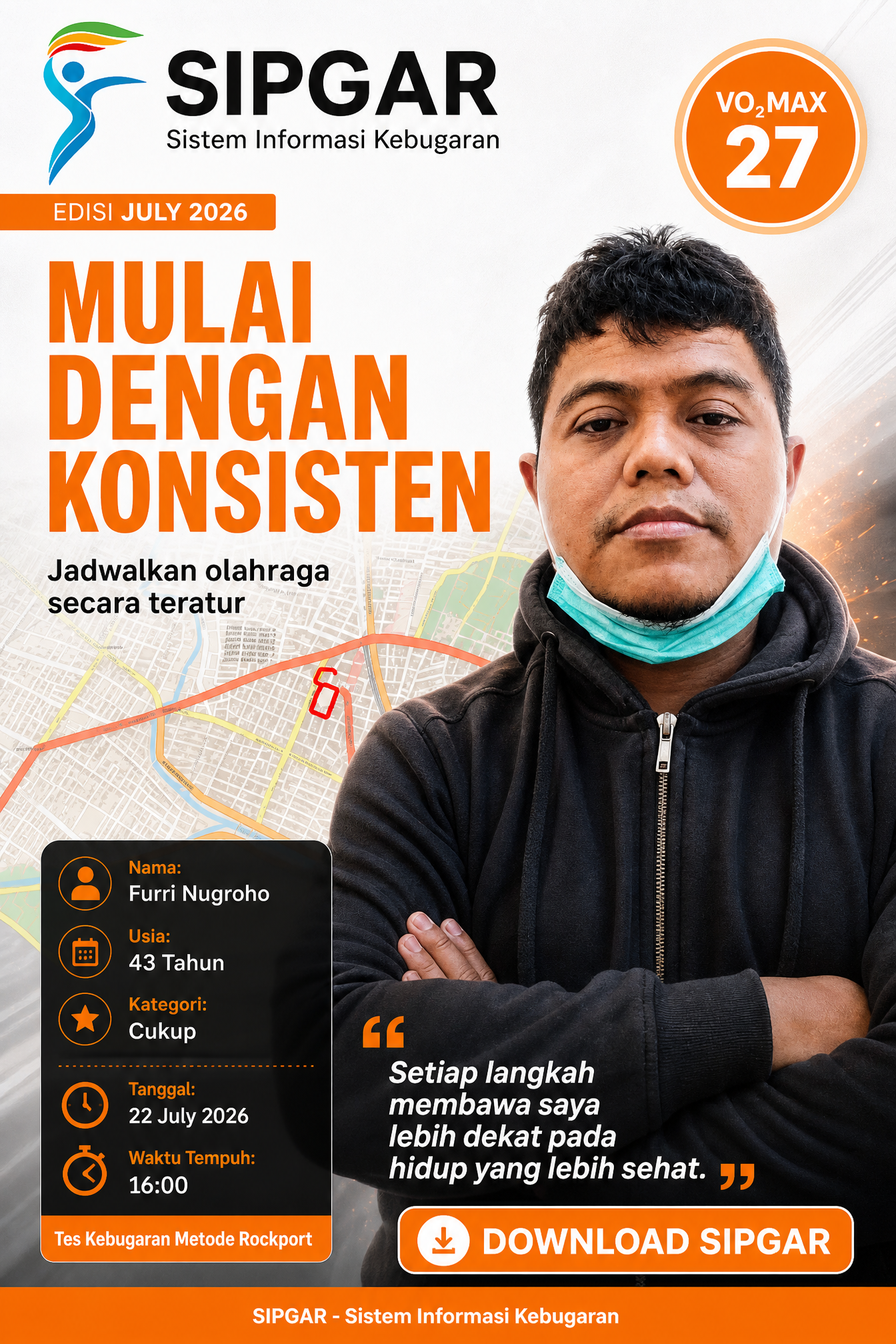 Cover hasil tes kebugaran Furri Nugroho