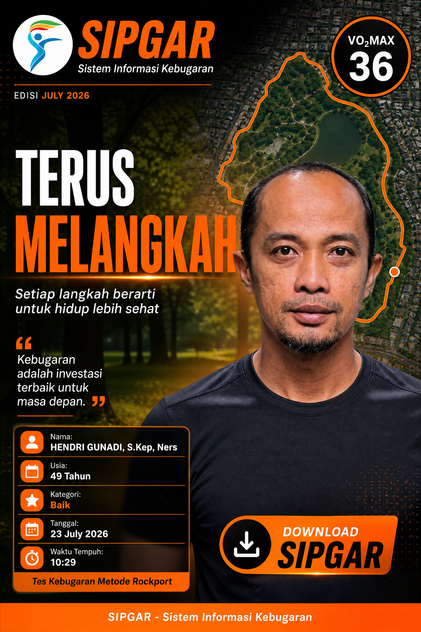 Cover hasil tes kebugaran HENDRI GUNADI, S.Kep, Ners