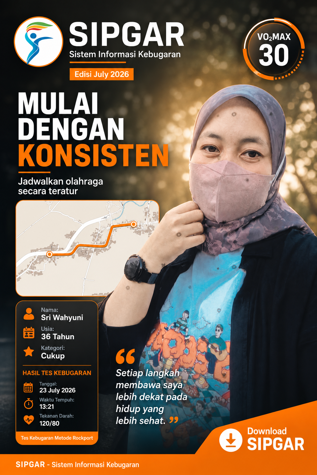 Cover hasil tes kebugaran Sri Wahyuni