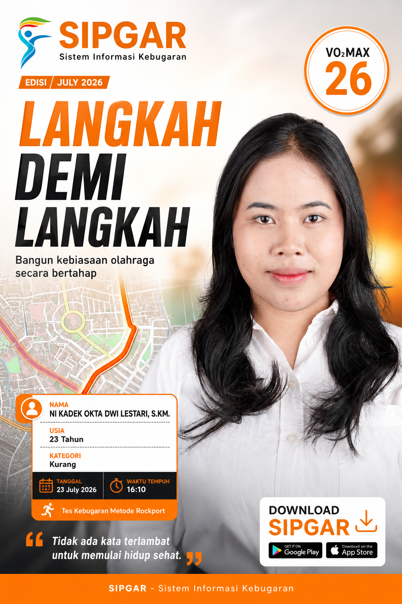 Cover hasil tes kebugaran NI KADEK OKTA DWI LESTARI, S.KM.