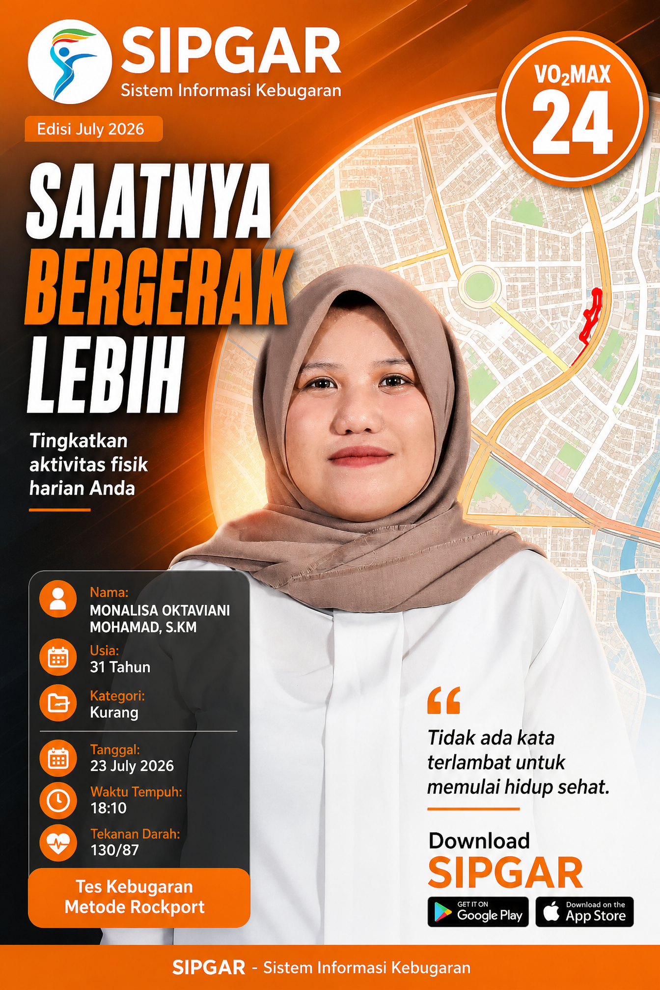 Cover hasil tes kebugaran MONALISA OKTAVIANI MOHAMAD, S.KM