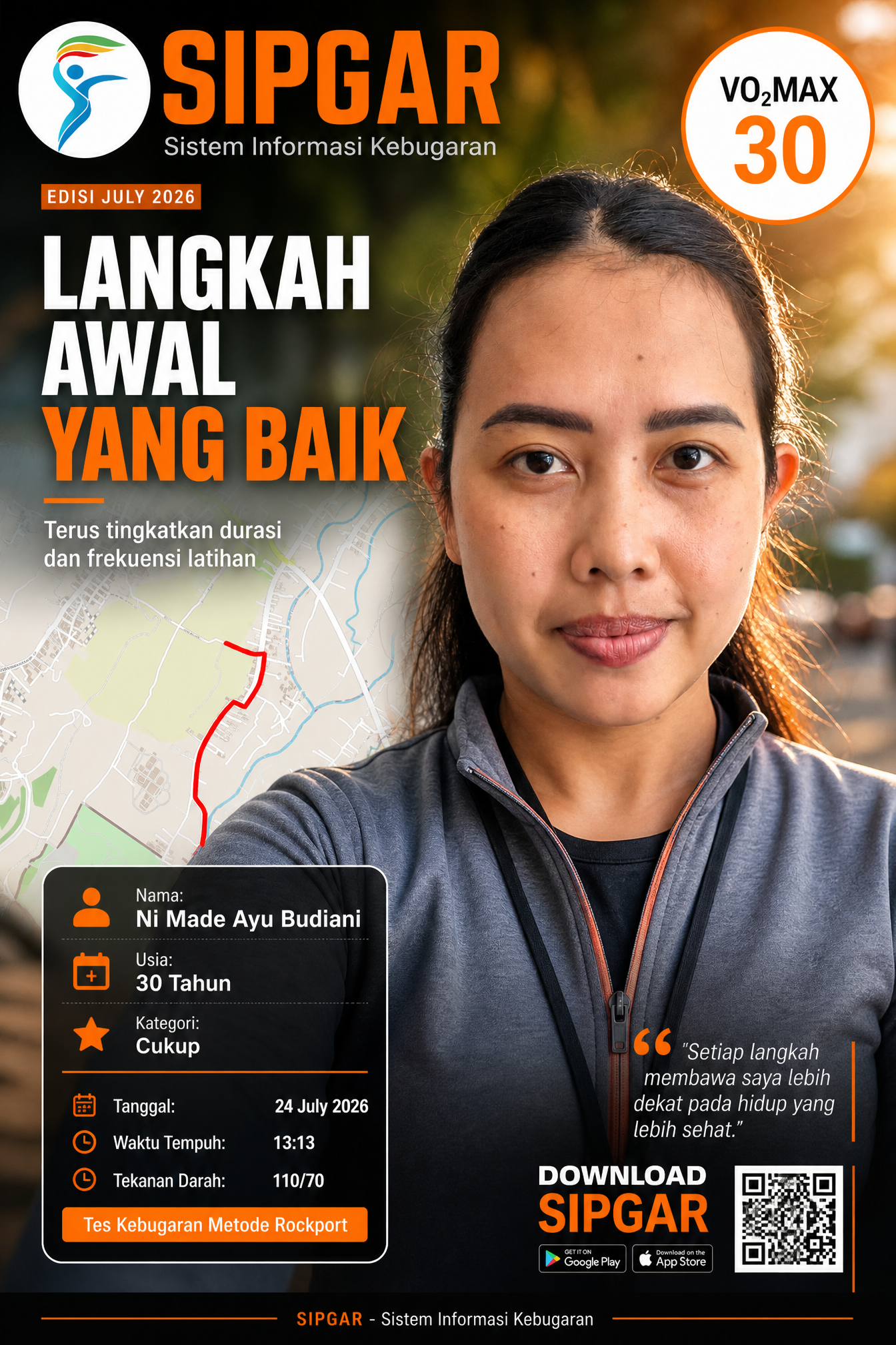 Cover hasil tes kebugaran Ni Made Ayu Budiani