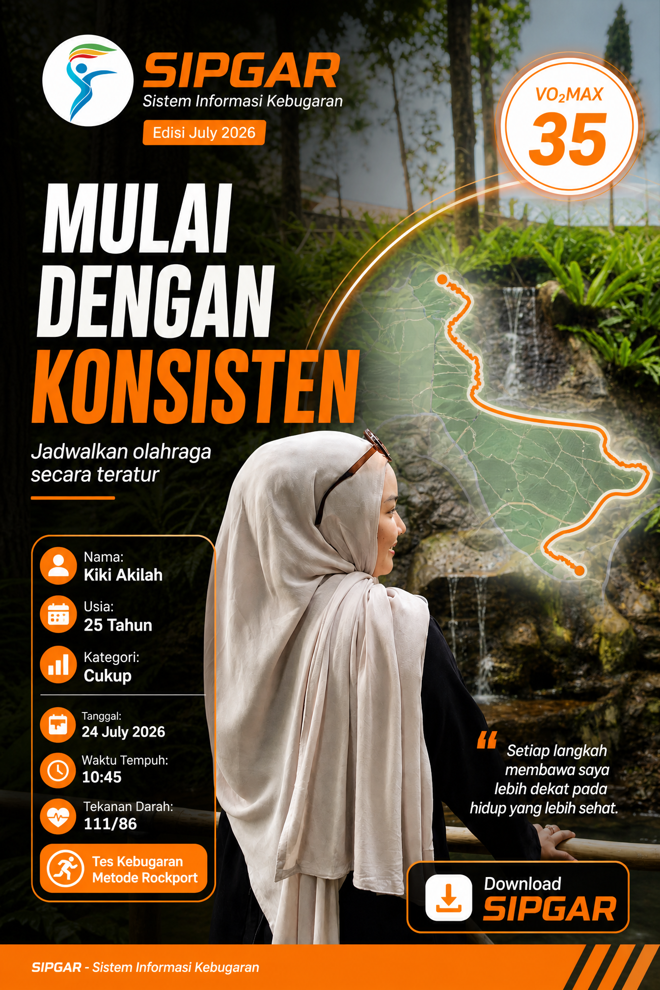 Cover hasil tes kebugaran Kiki Akilah