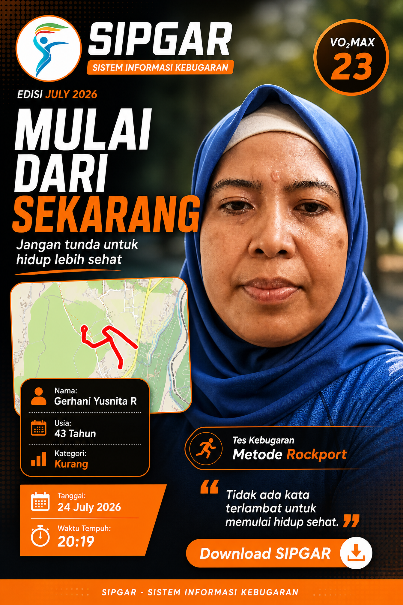 Cover hasil tes kebugaran Gerhani Yusnita R