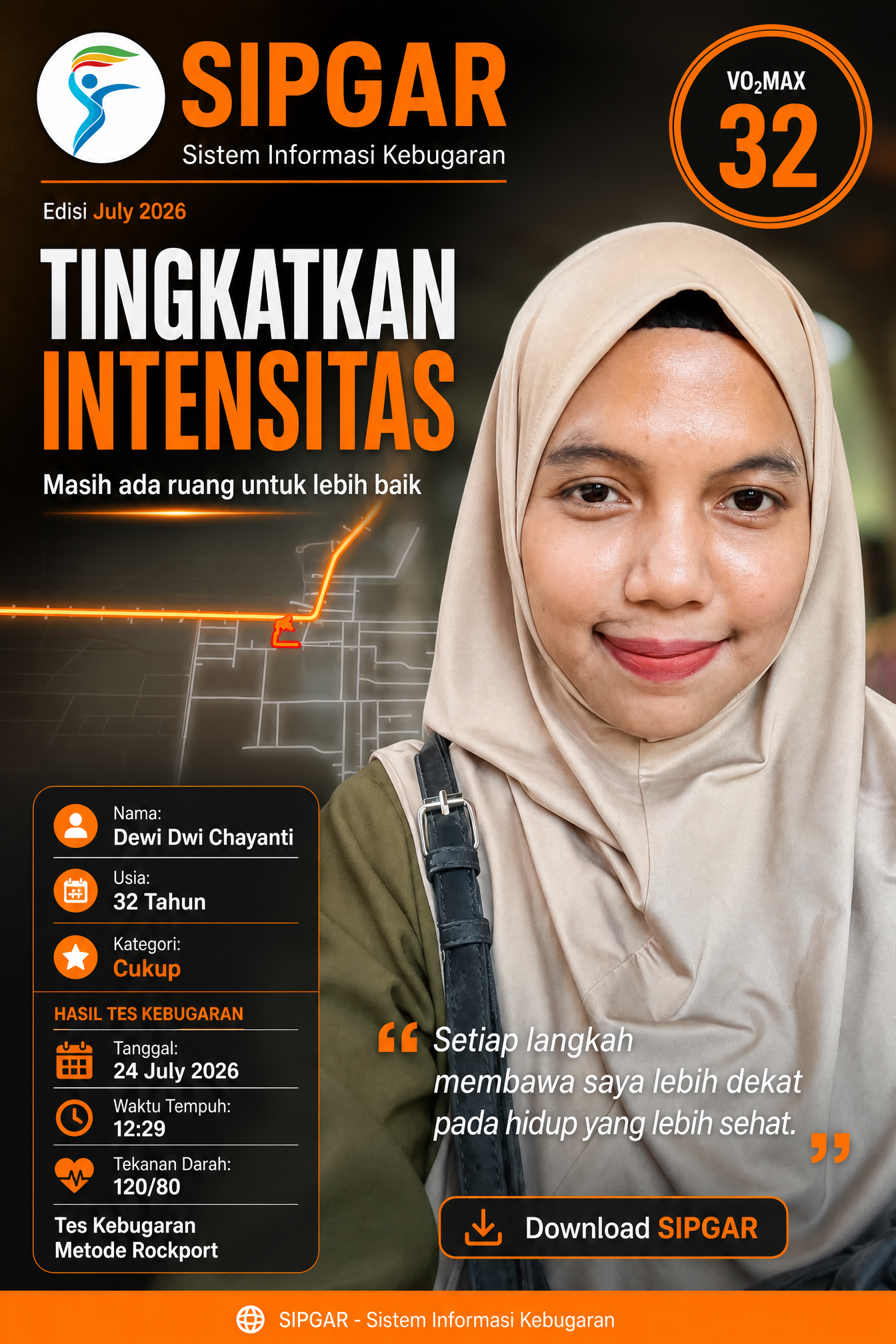 Cover hasil tes kebugaran Dewi Dwi Chayanti