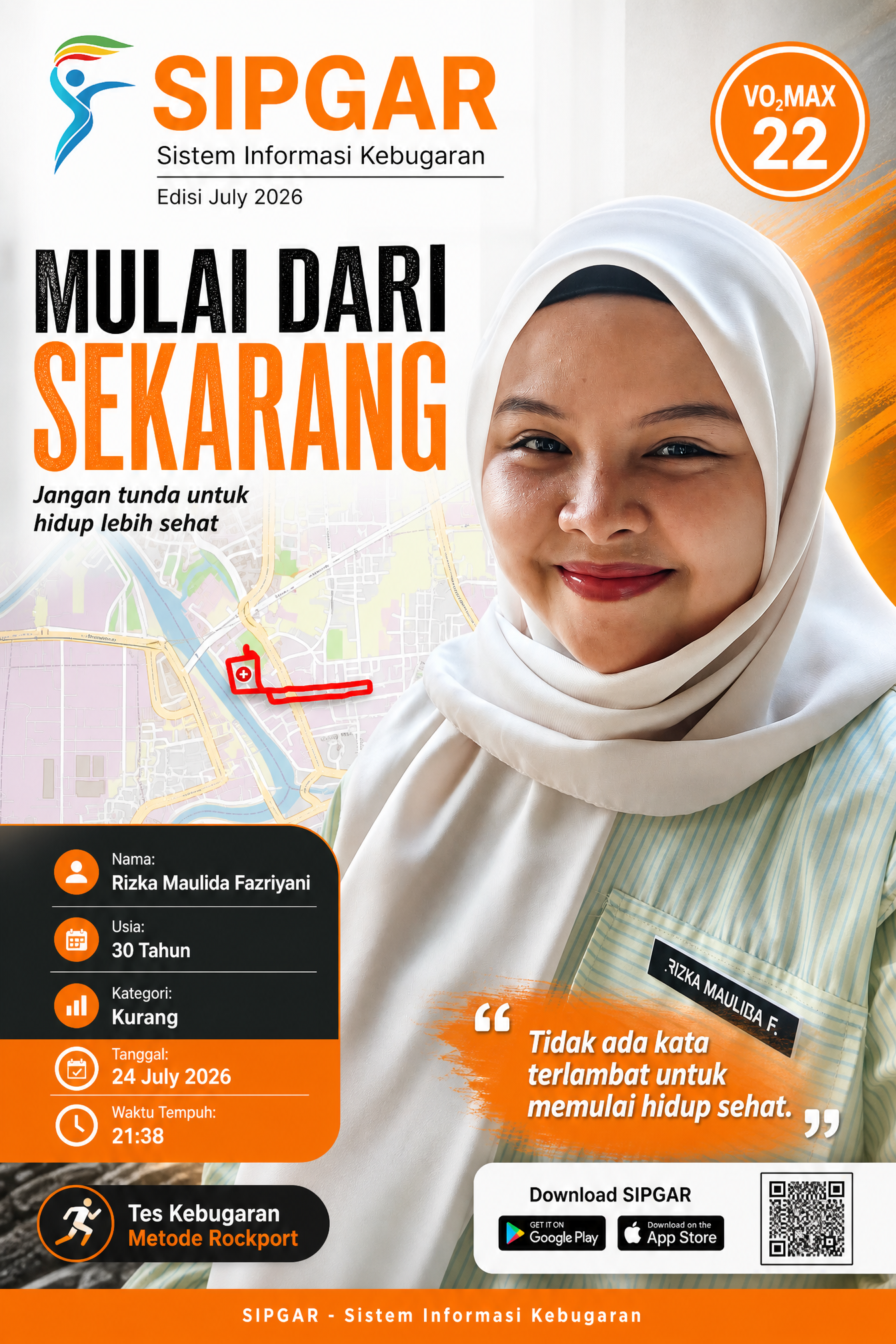 Cover hasil tes kebugaran Rizka Maulida Fazriyani