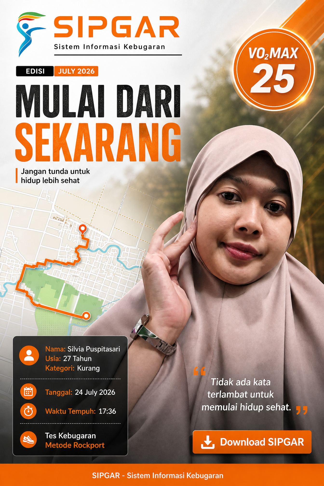 Cover hasil tes kebugaran Silvia Puspitasari