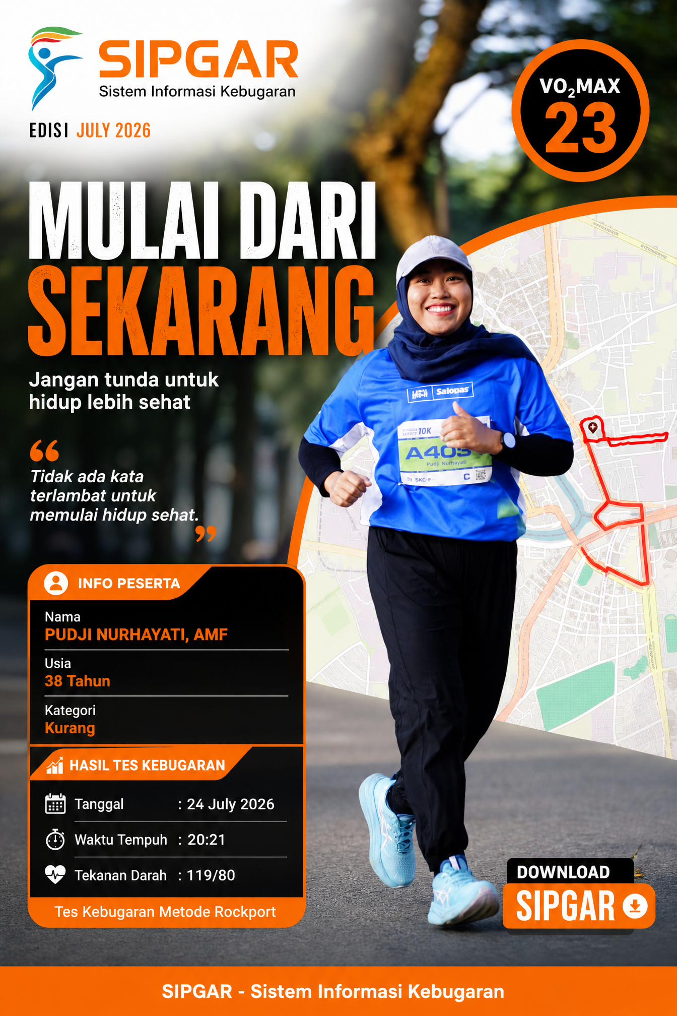 Cover hasil tes kebugaran PUDJI NURHAYATI, AMF