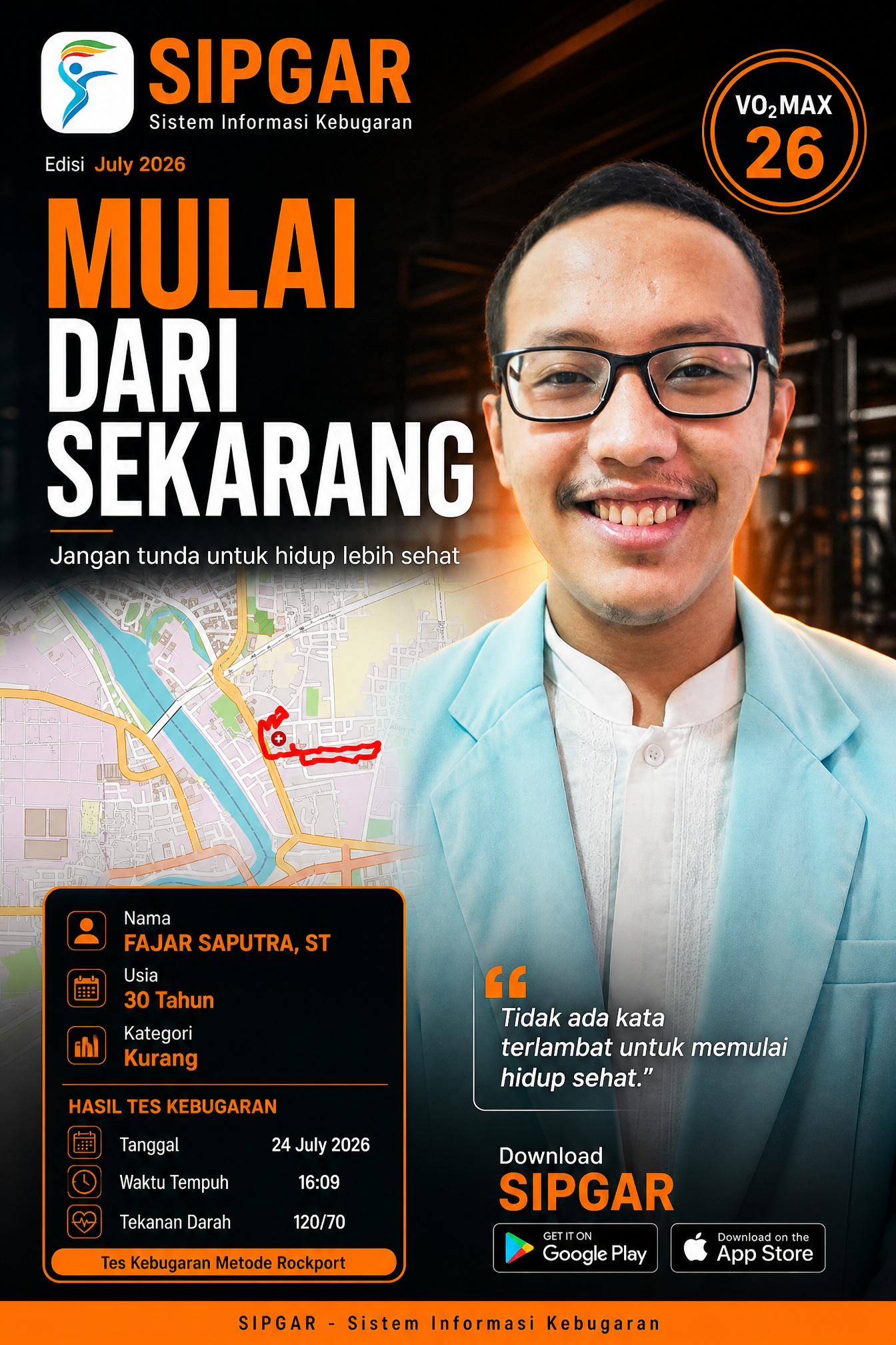 Cover hasil tes kebugaran FAJAR SAPUTRA, ST