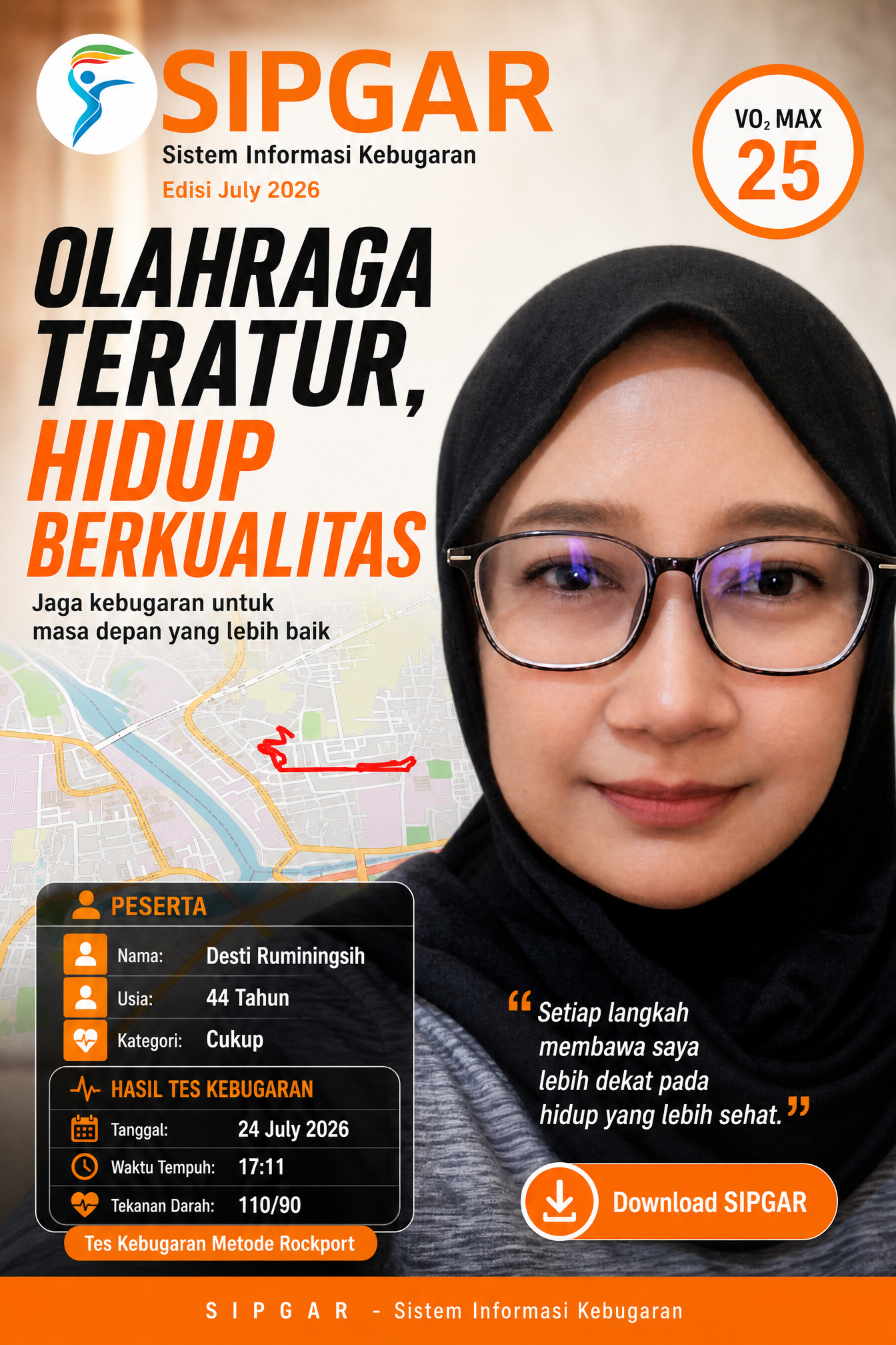 Cover hasil tes kebugaran Desti Ruminingsih