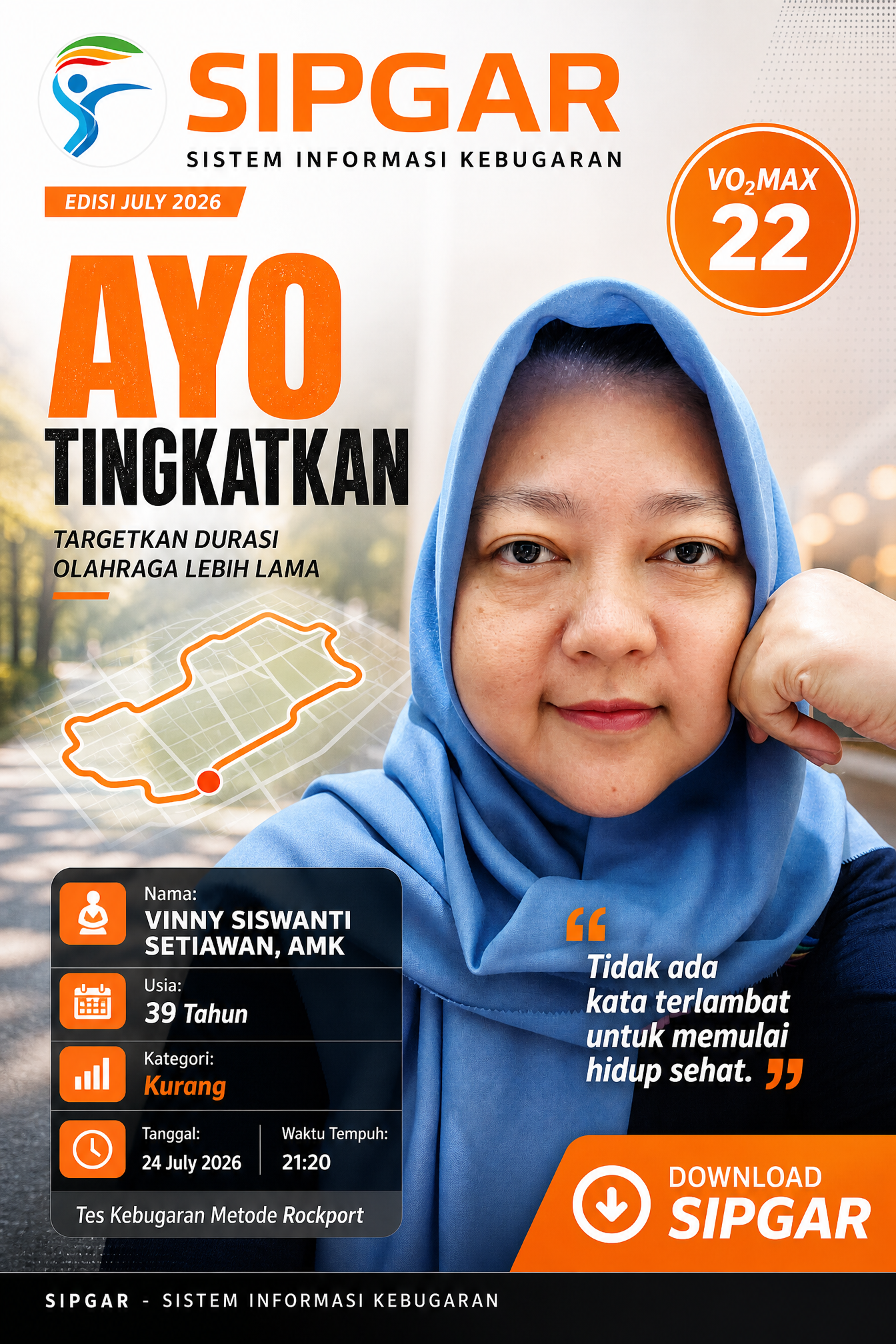 Cover hasil tes kebugaran VINNY SISWANTI SETIAWAN, AMK