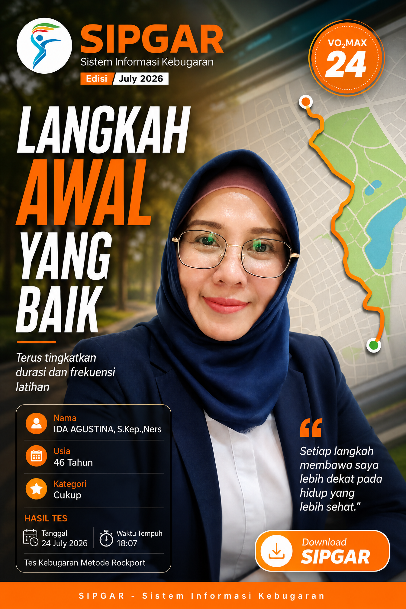 Cover hasil tes kebugaran IDA AGUSTINA, S.Kep.,Ners