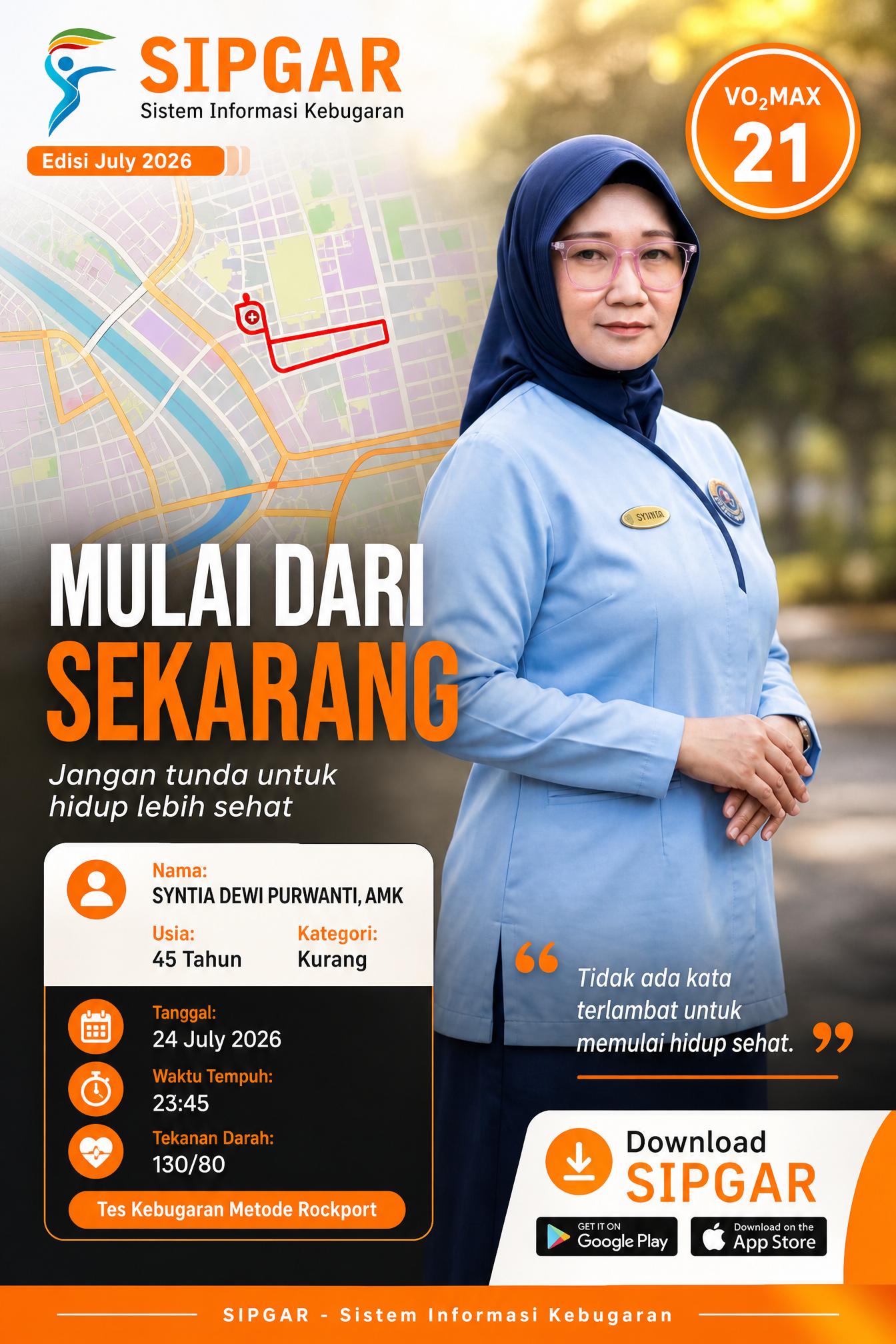 Cover hasil tes kebugaran SYNTIA DEWI PURWANTI, AMK