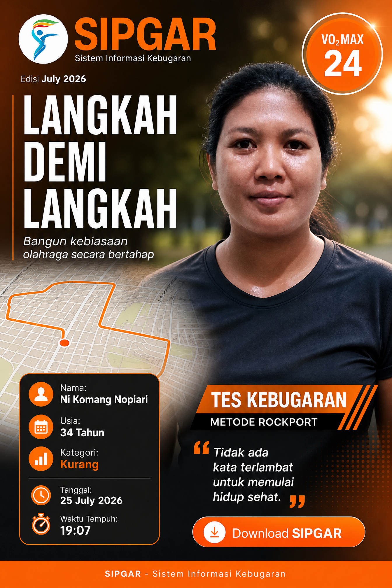 Cover hasil tes kebugaran Ni Komang Nopiari