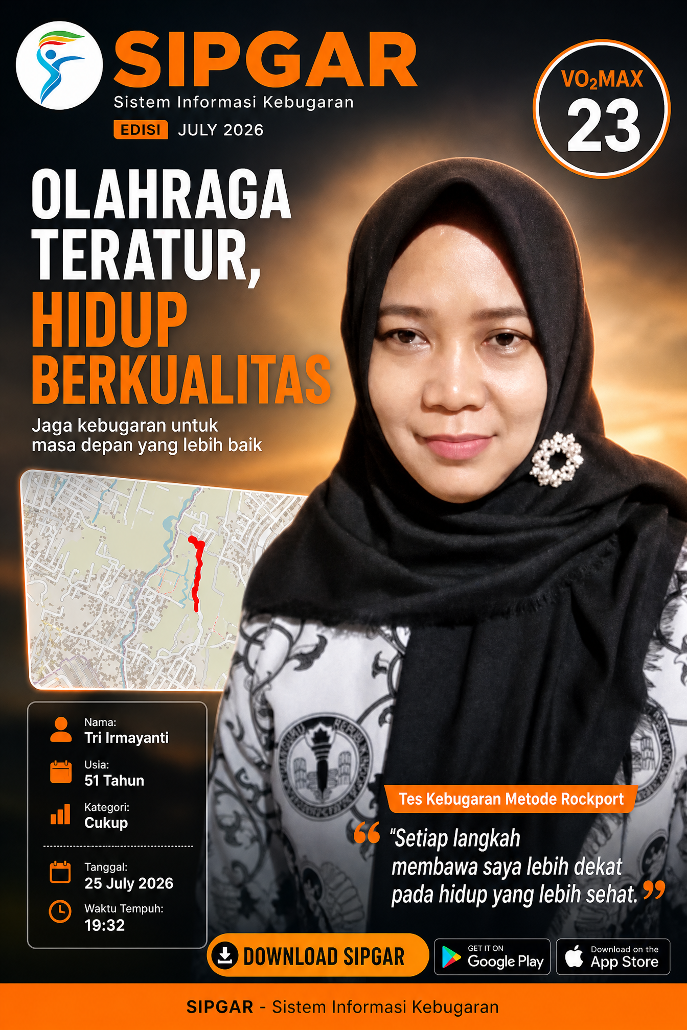 Cover hasil tes kebugaran Tri Irmayanti