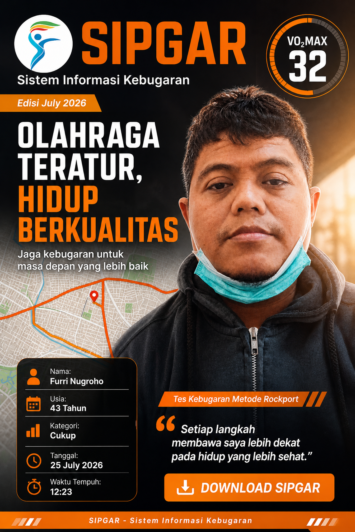 Cover hasil tes kebugaran Furri Nugroho