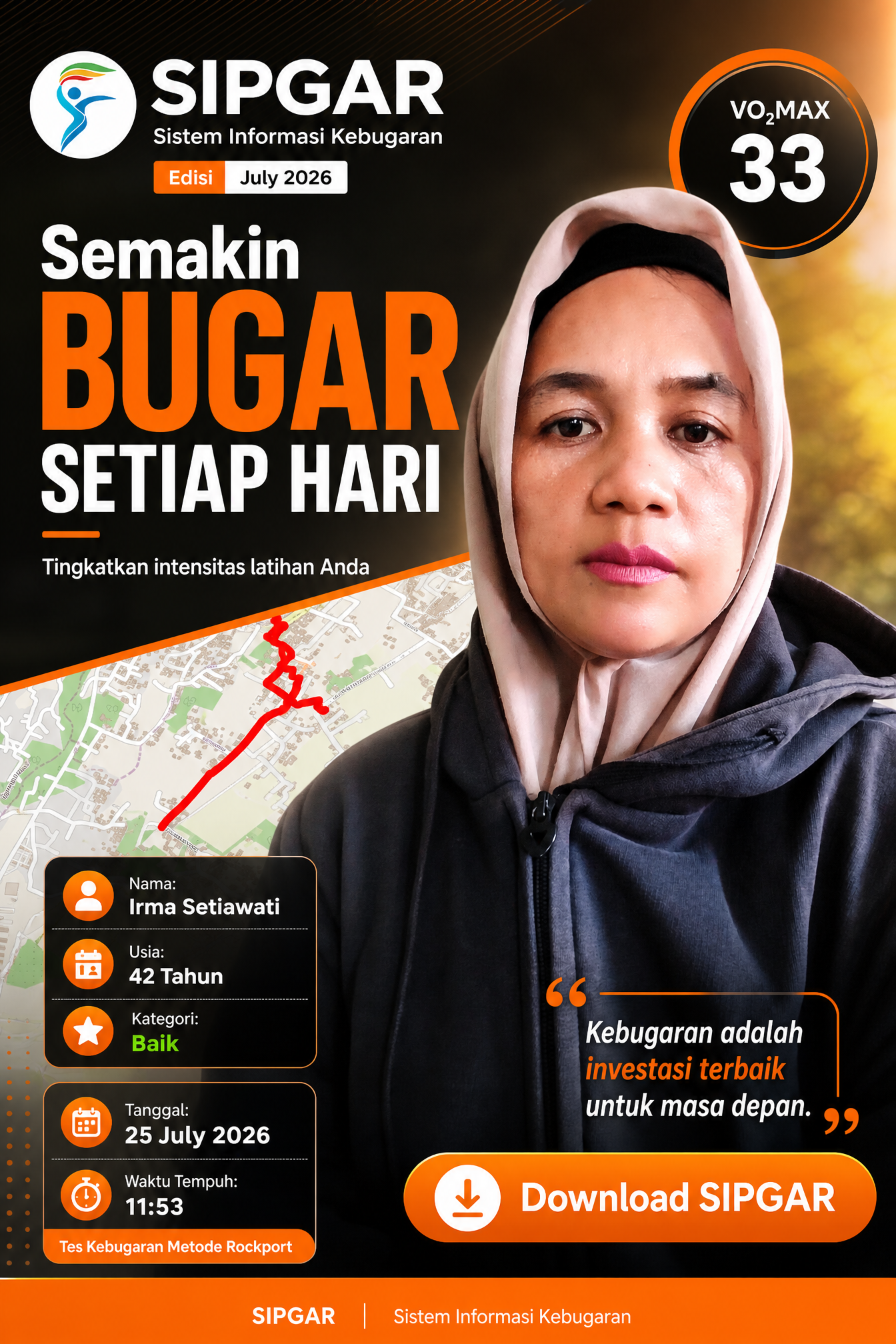 Cover hasil tes kebugaran Irma Setiawati