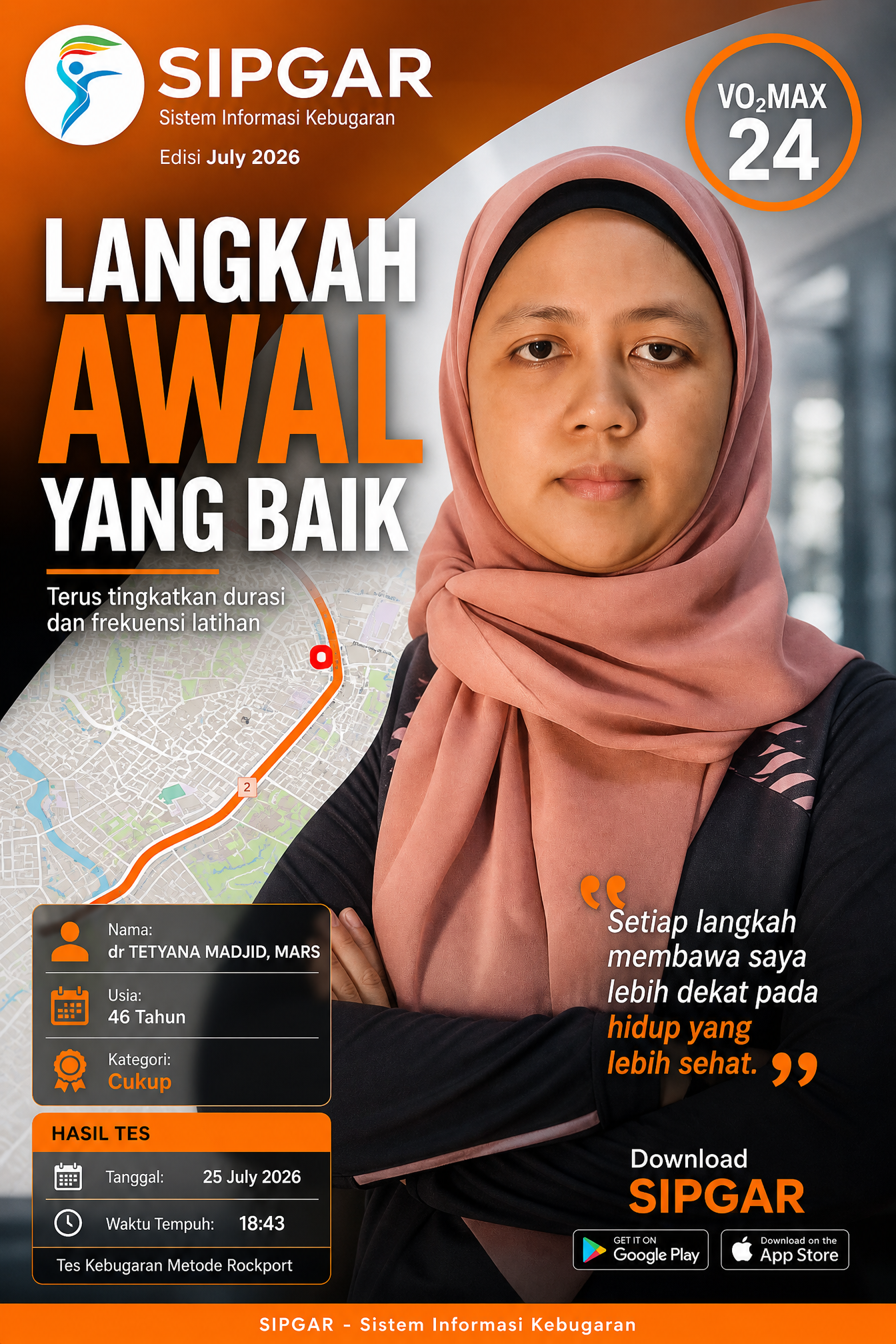 Cover hasil tes kebugaran dr TETYANA MADJID, MARS