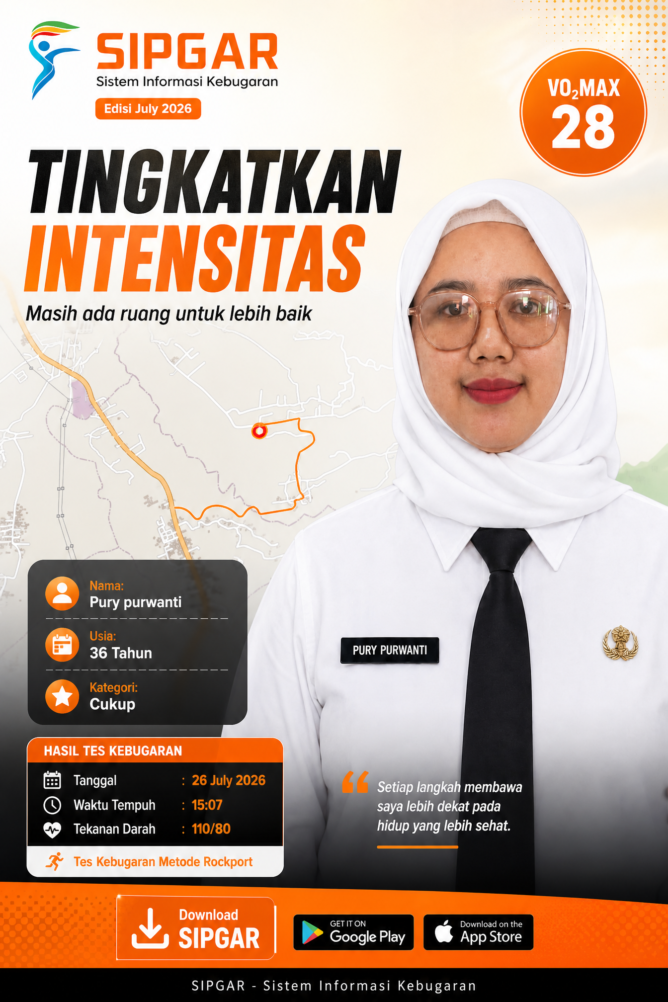 Cover hasil tes kebugaran Pury purwanti