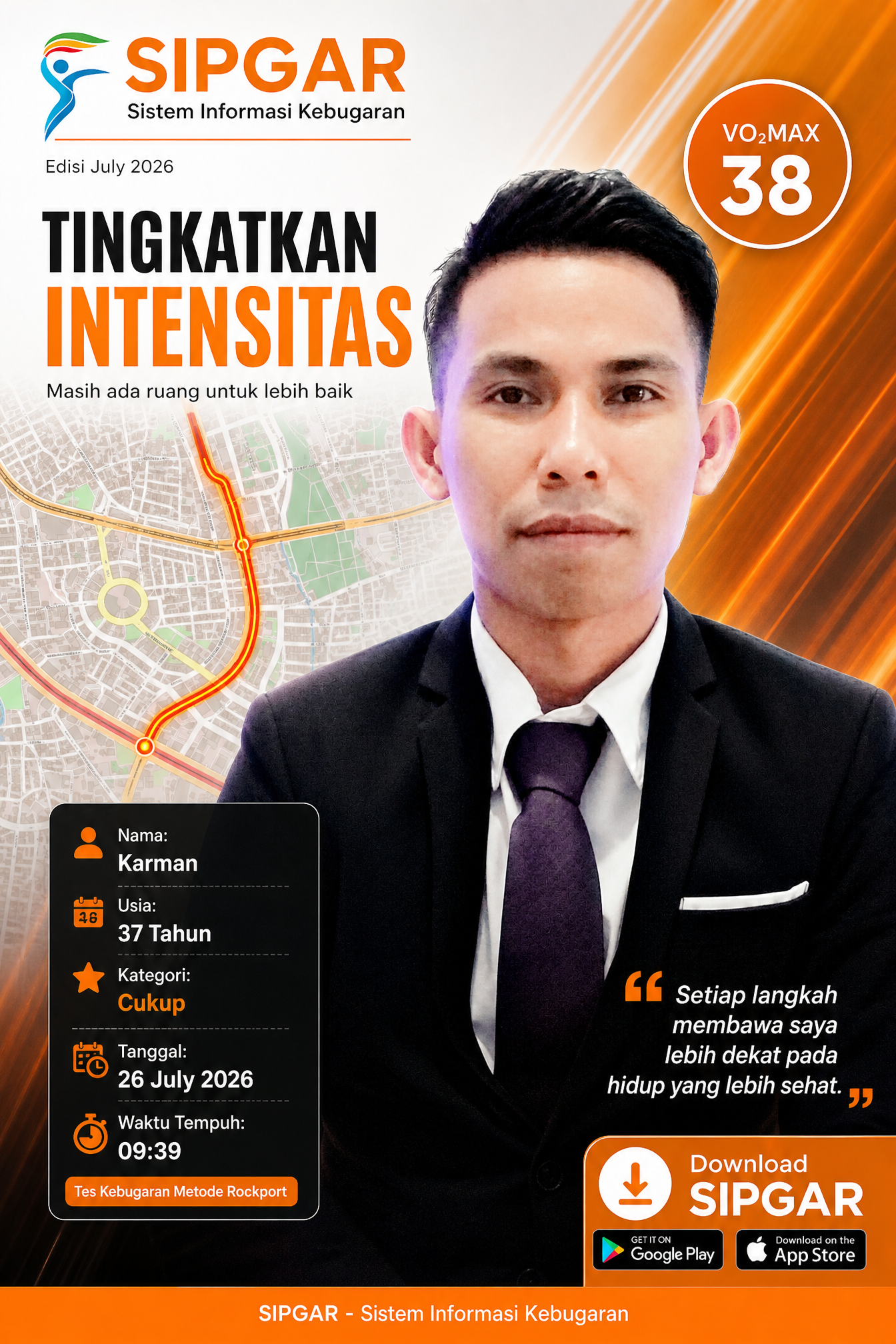 Cover hasil tes kebugaran Karman