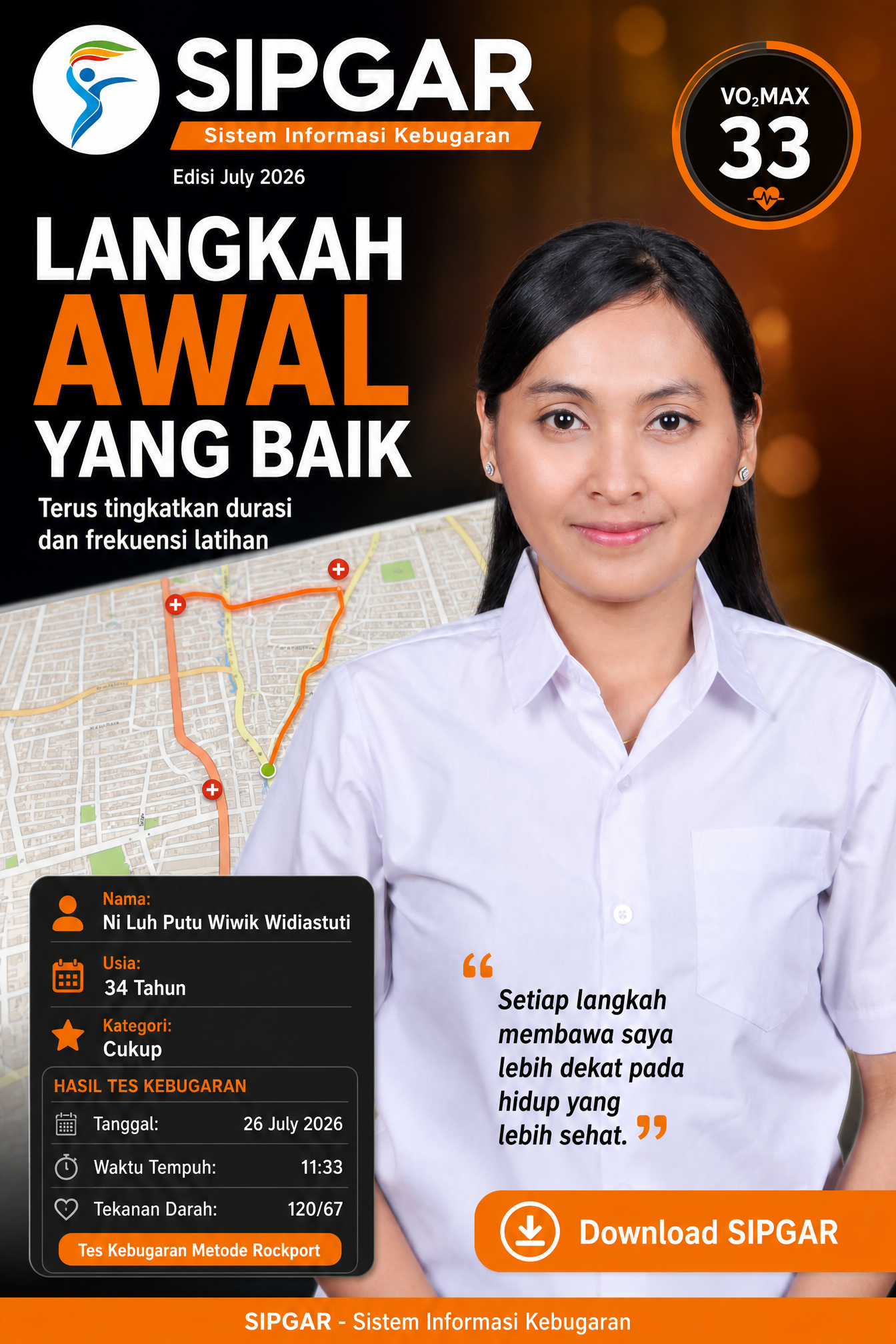 Cover hasil tes kebugaran Ni Luh Putu Wiwik Widiastuti
