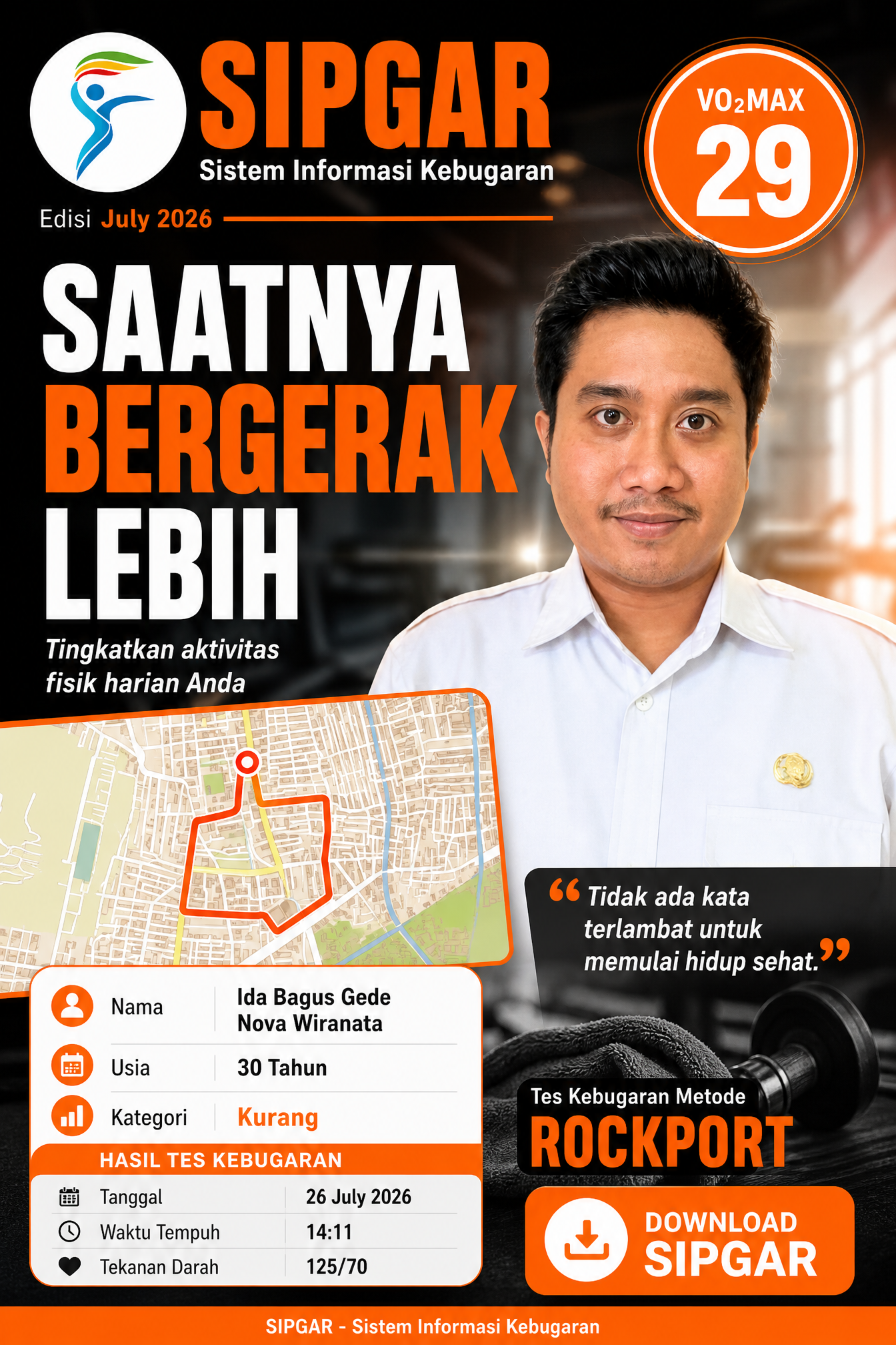 Cover hasil tes kebugaran Ida Bagus Gede Nova Wiranata