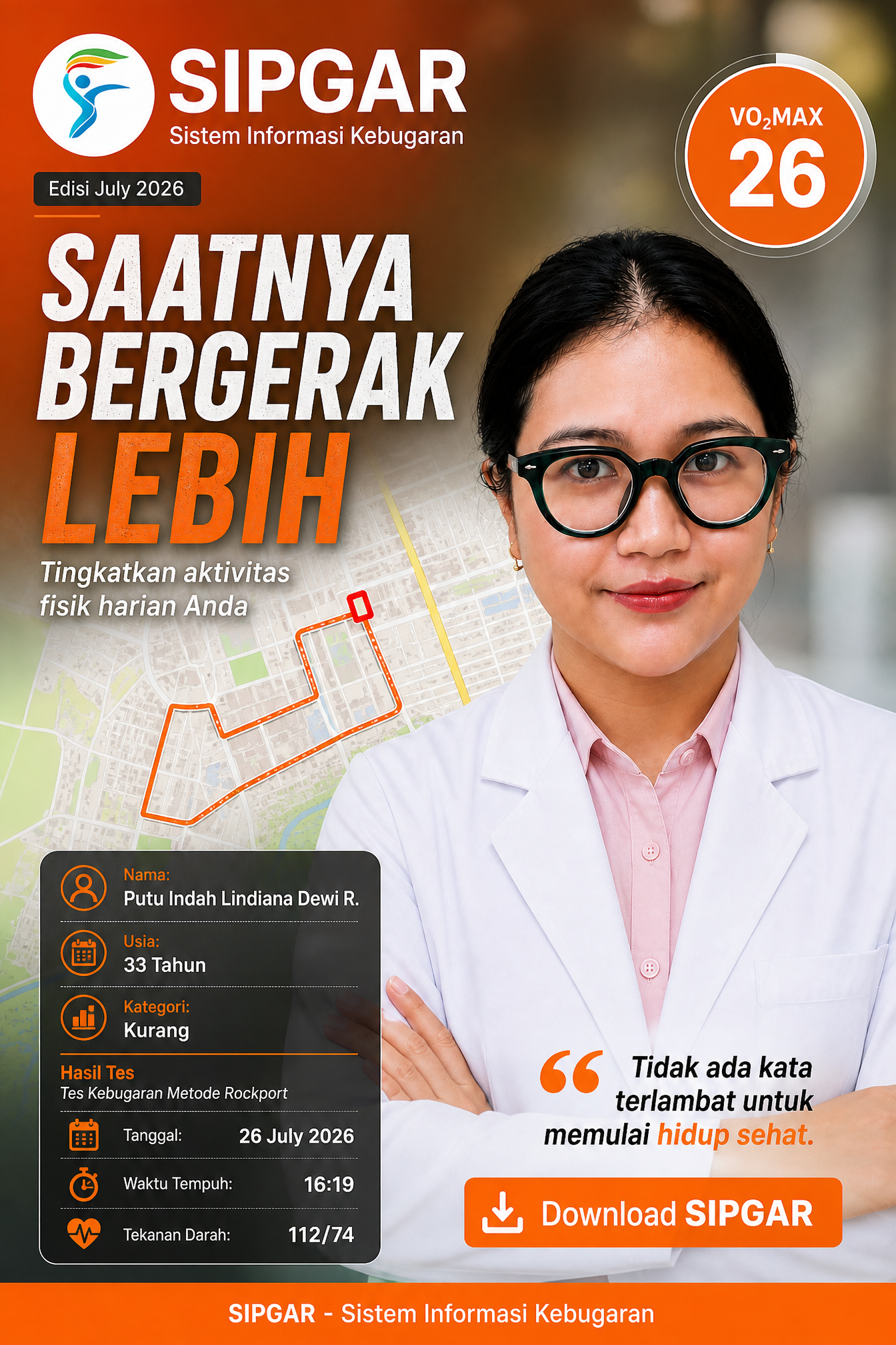 Cover hasil tes kebugaran Putu Indah Lindiana Dewi R.