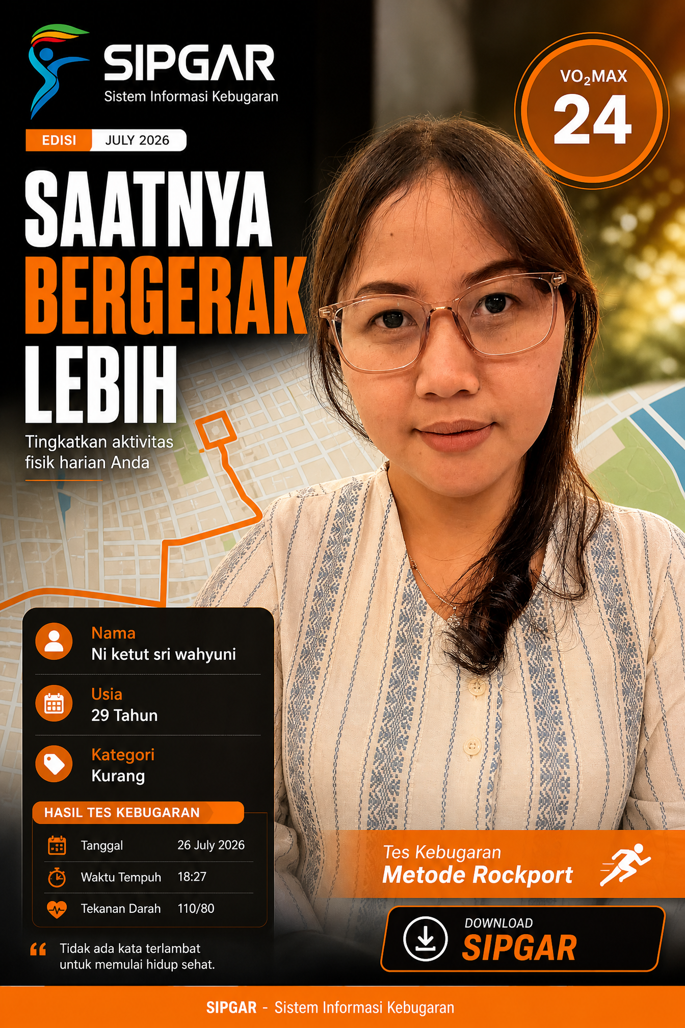 Cover hasil tes kebugaran Ni ketut sri wahyuni