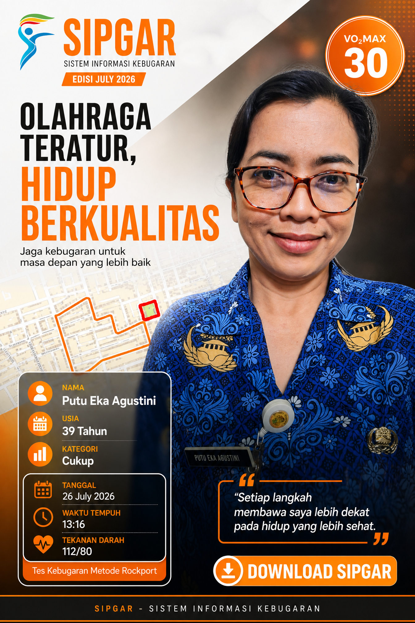 Cover hasil tes kebugaran Putu Eka Agustini