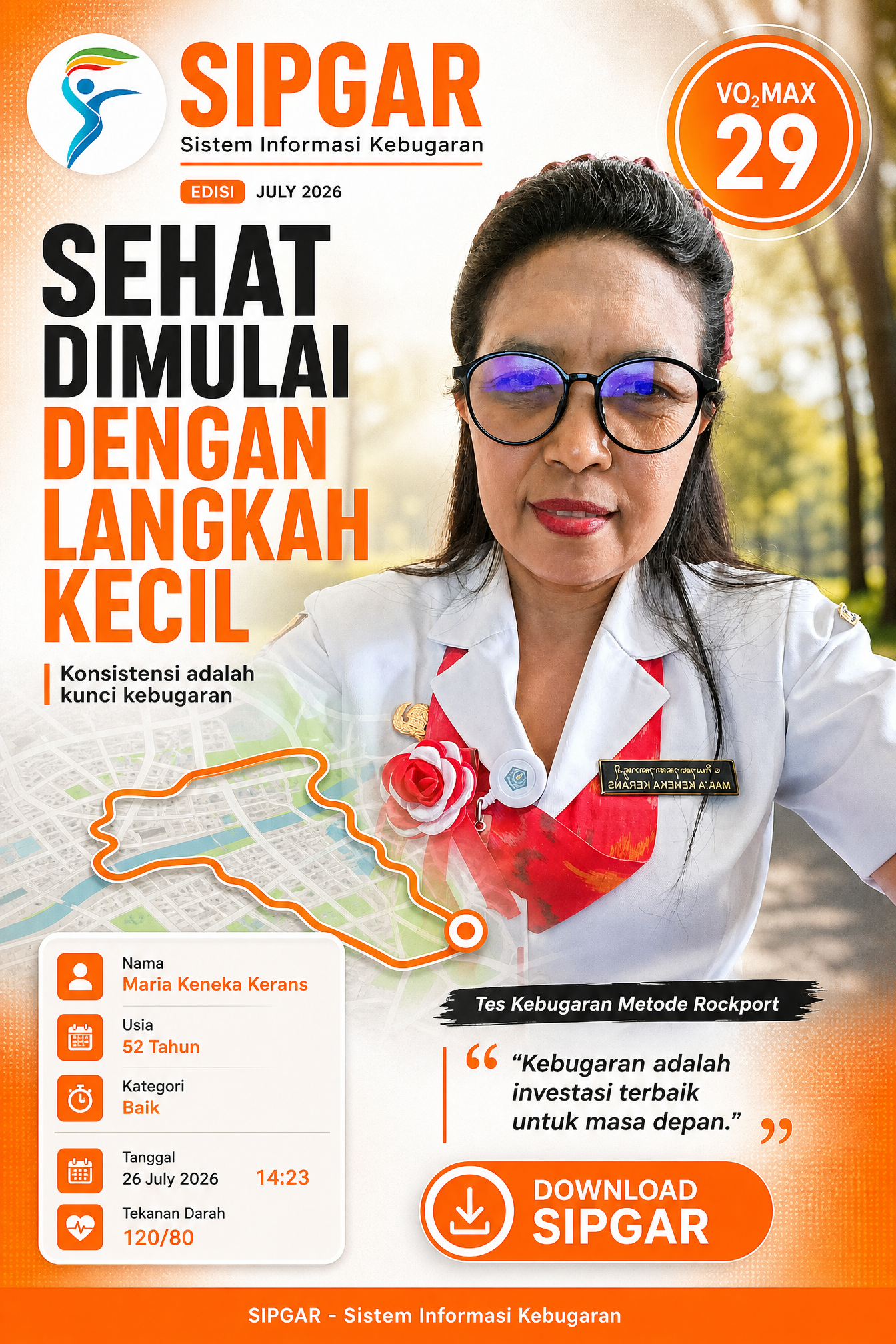 Cover hasil tes kebugaran Maria Keneka Kerans