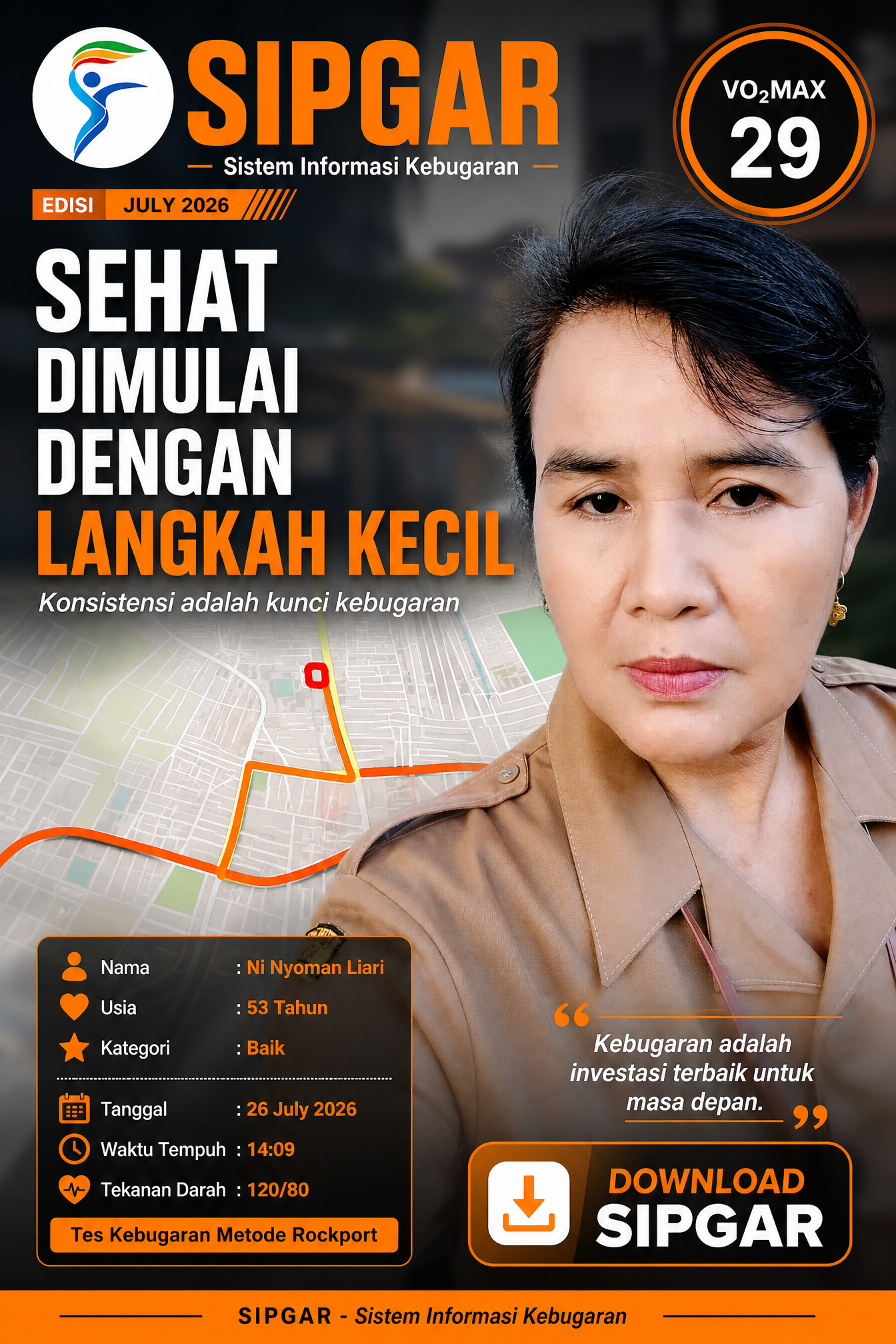 Cover hasil tes kebugaran Ni Nyoman Liari