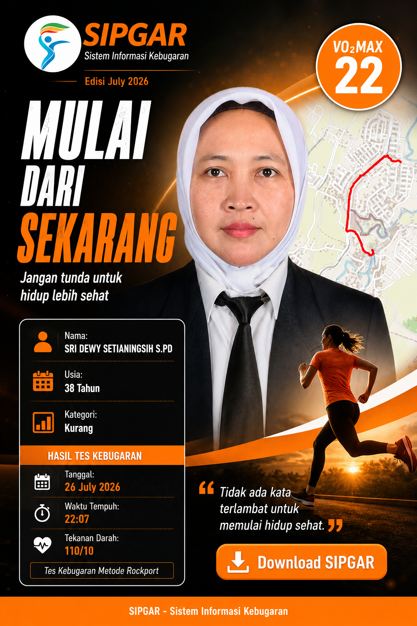 Cover hasil tes kebugaran SRI DEWY SETIANINGSIH S.PD