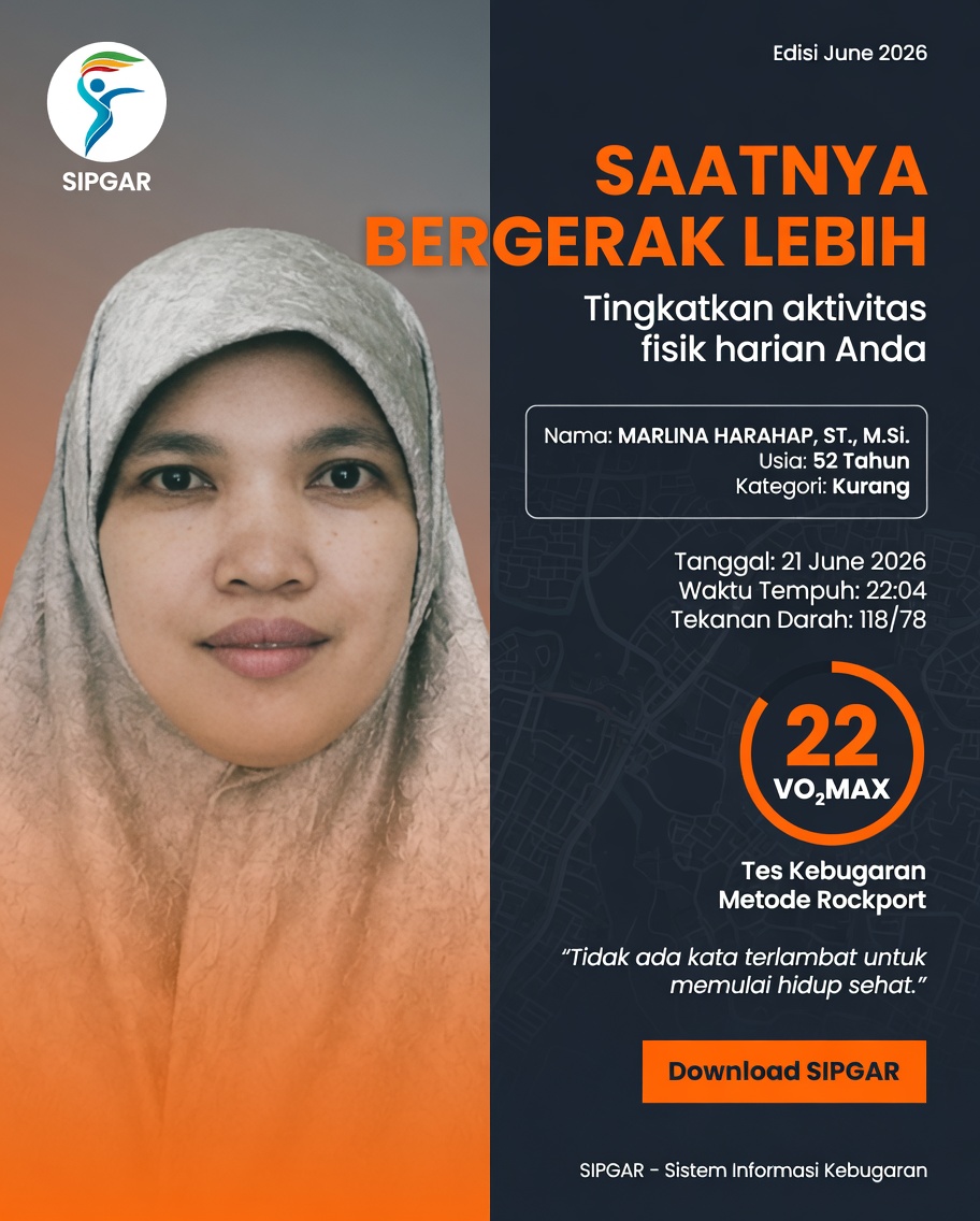 Cover hasil tes kebugaran MARLINA HARAHAP, ST., M.Si.